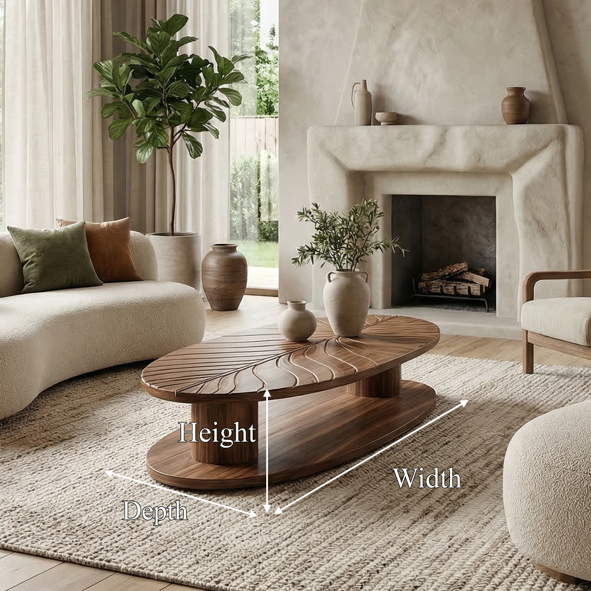 Scandinavian Minimalist Solid Wood Coffee Table For Living Room