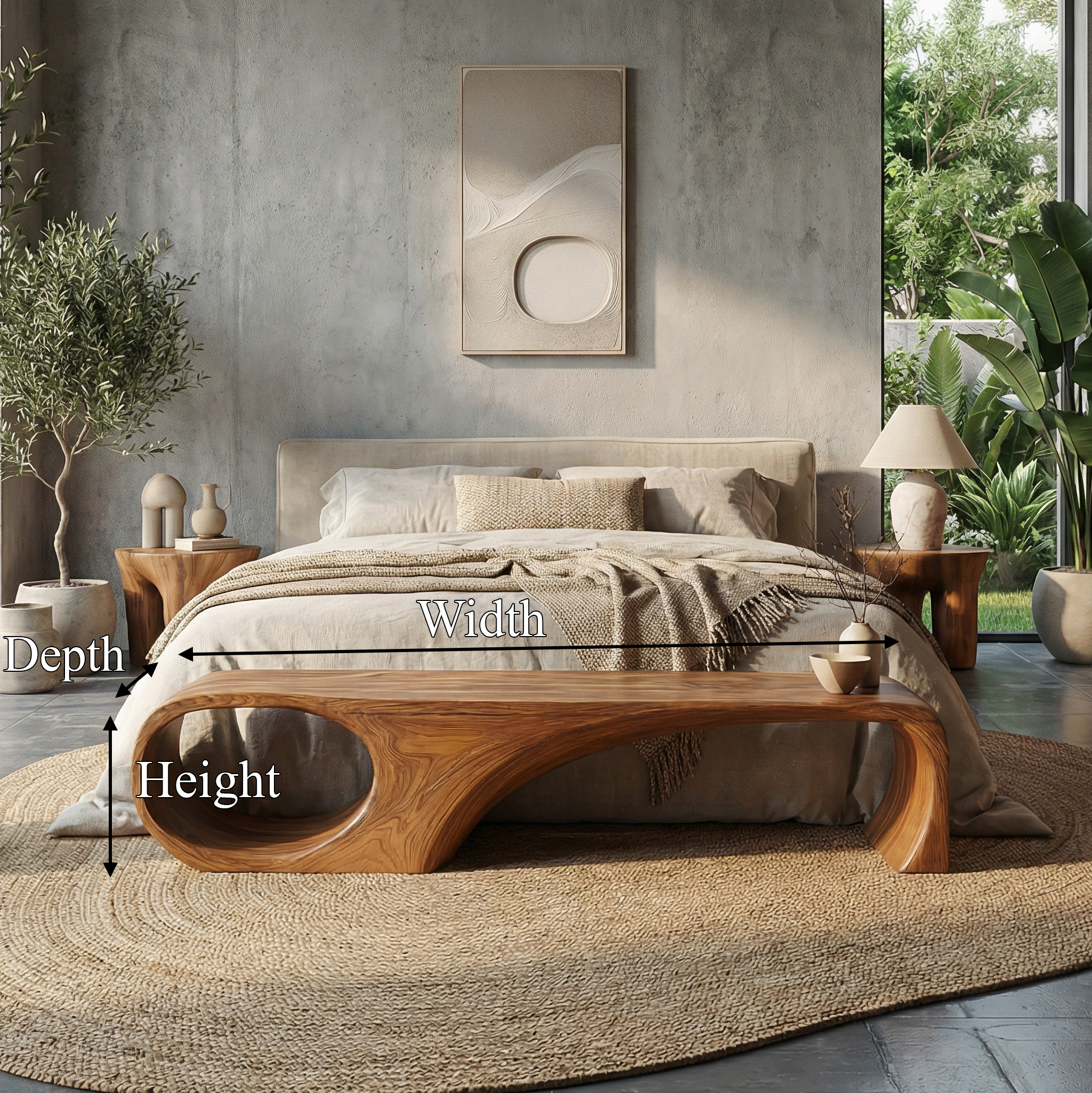 Modern Sculptural End Of Bed Bench For Bedroom And Interior Decor