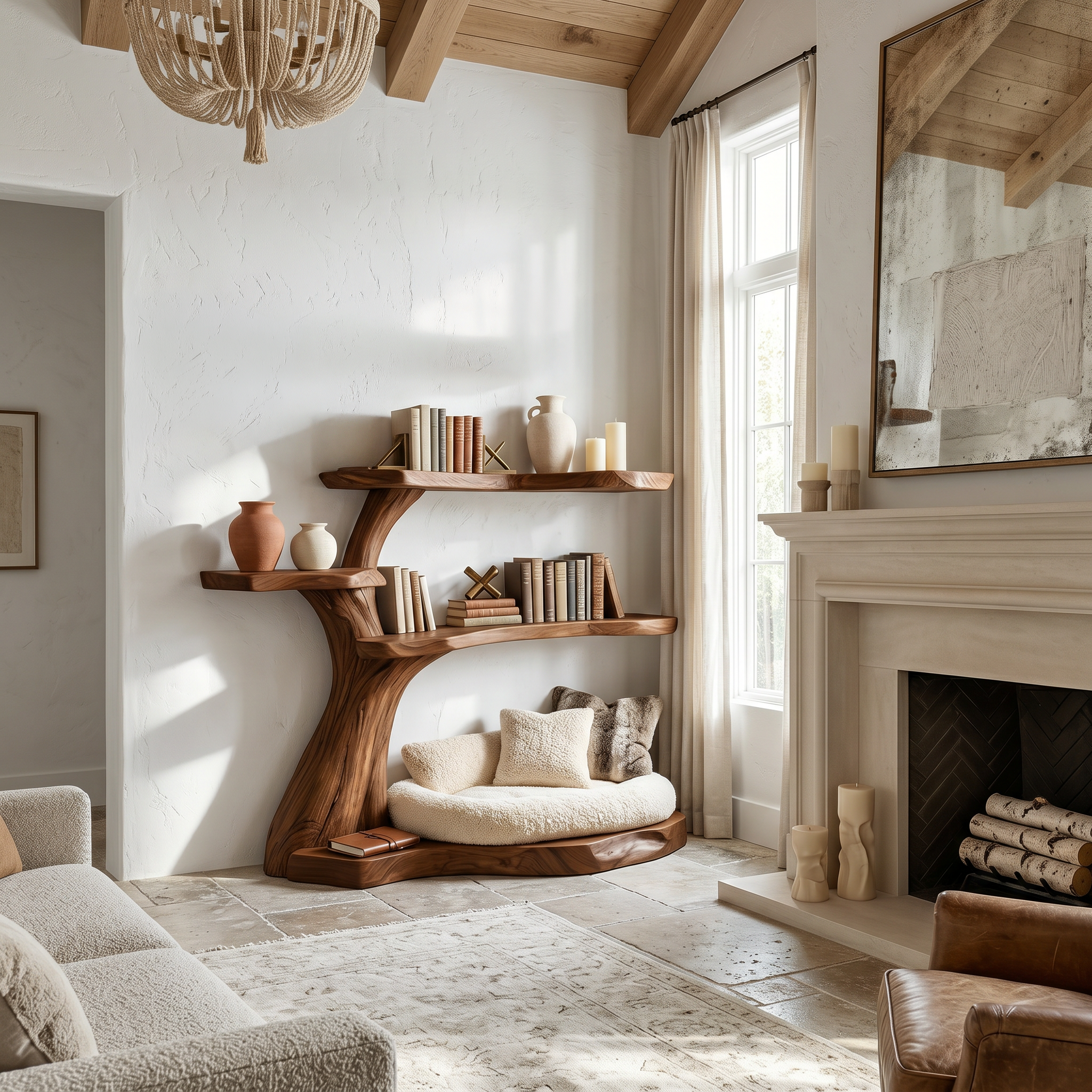 Rustic Corner Tree Bookshelf Kids Room Nursery