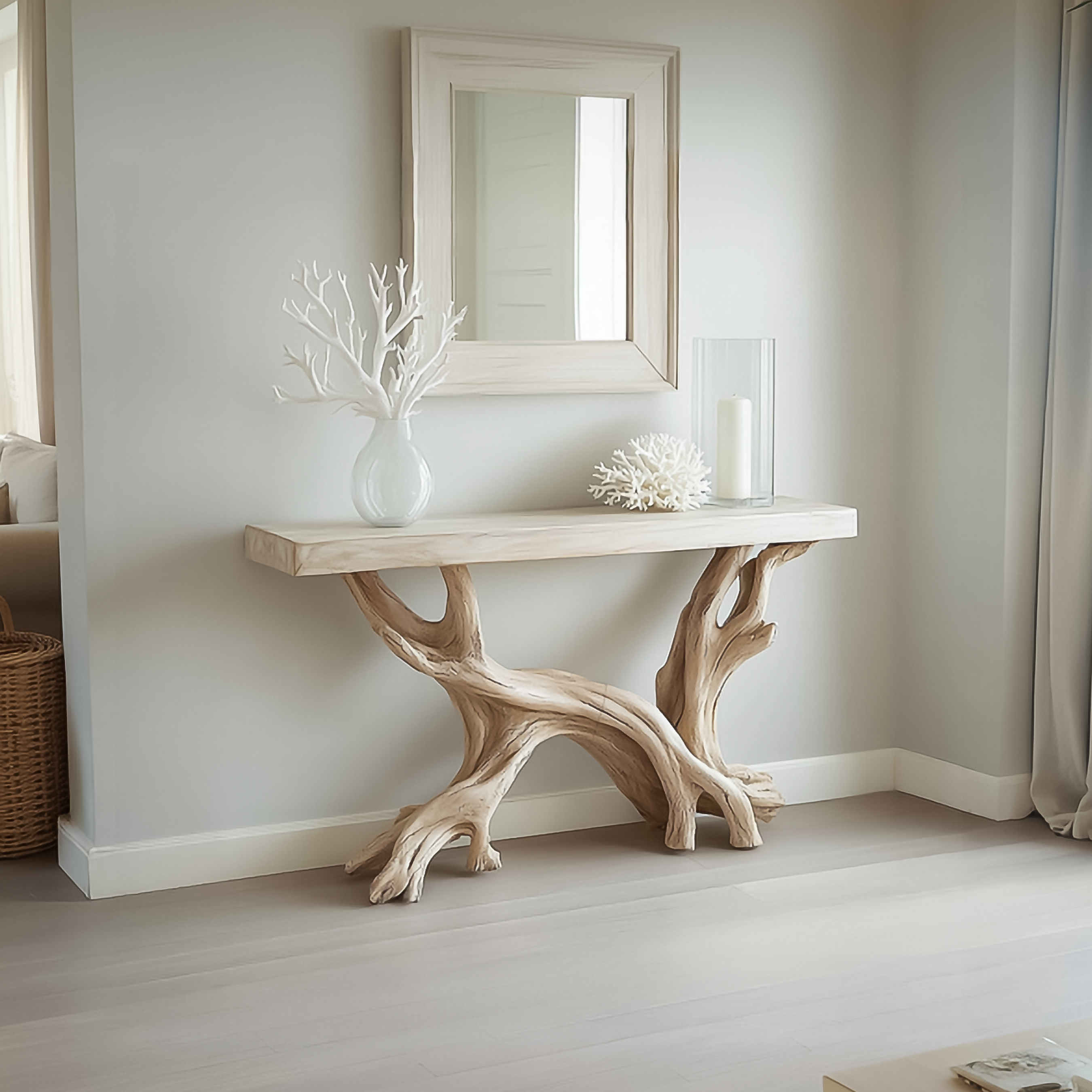 Rustic Coastal Console Table Living Room And Hallway
