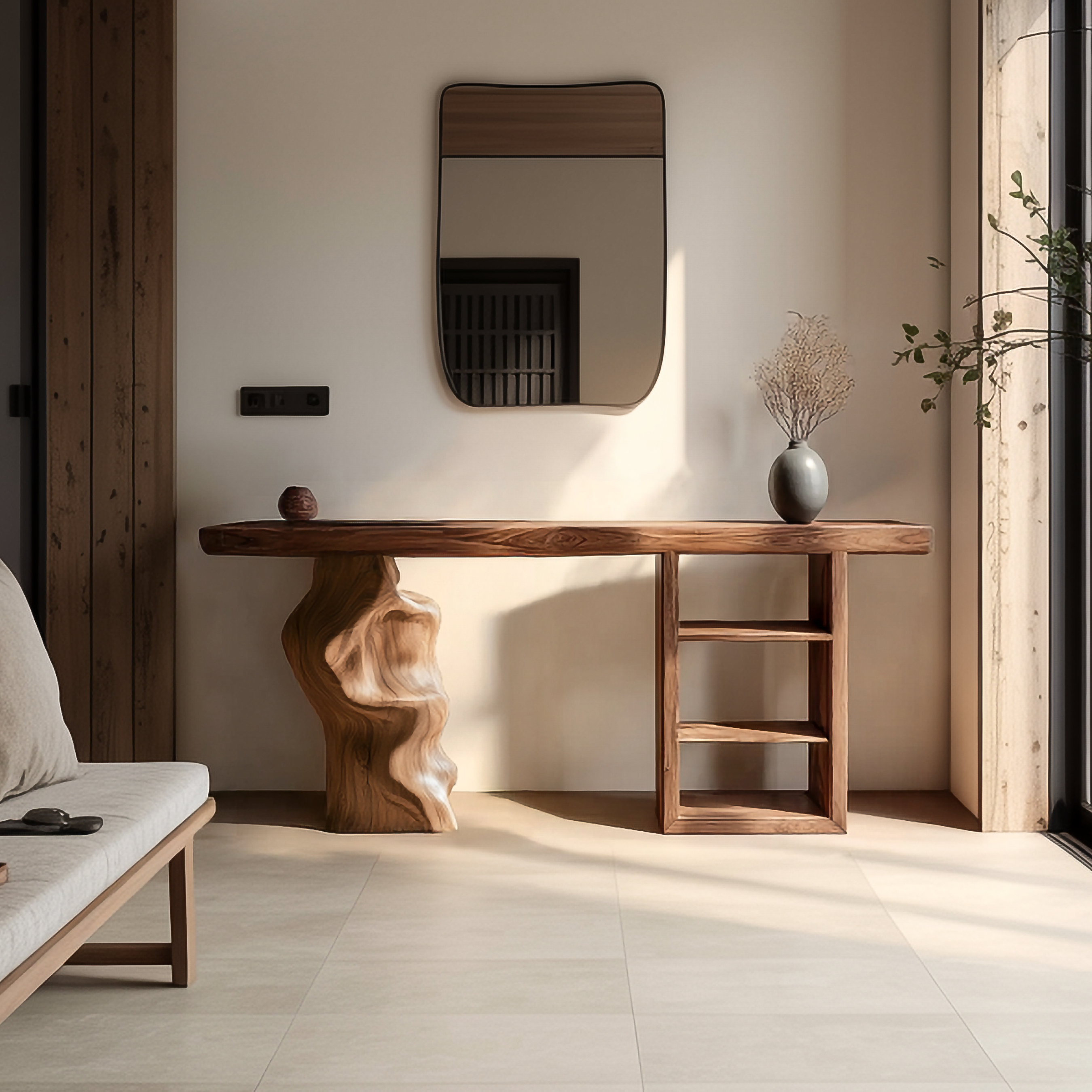 Japandi Organic Modern Console Table Living Room And Entryway