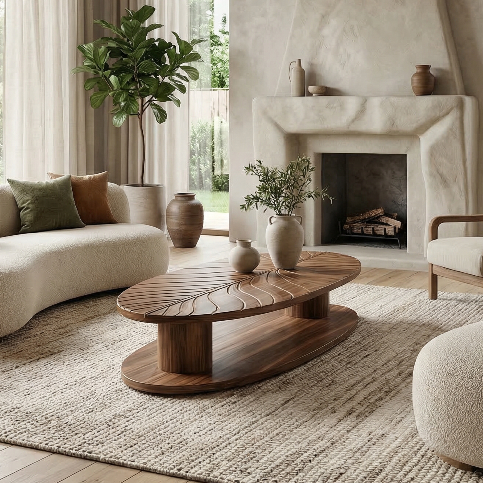 Scandinavian Minimalist Solid Wood Coffee Table For Living Room