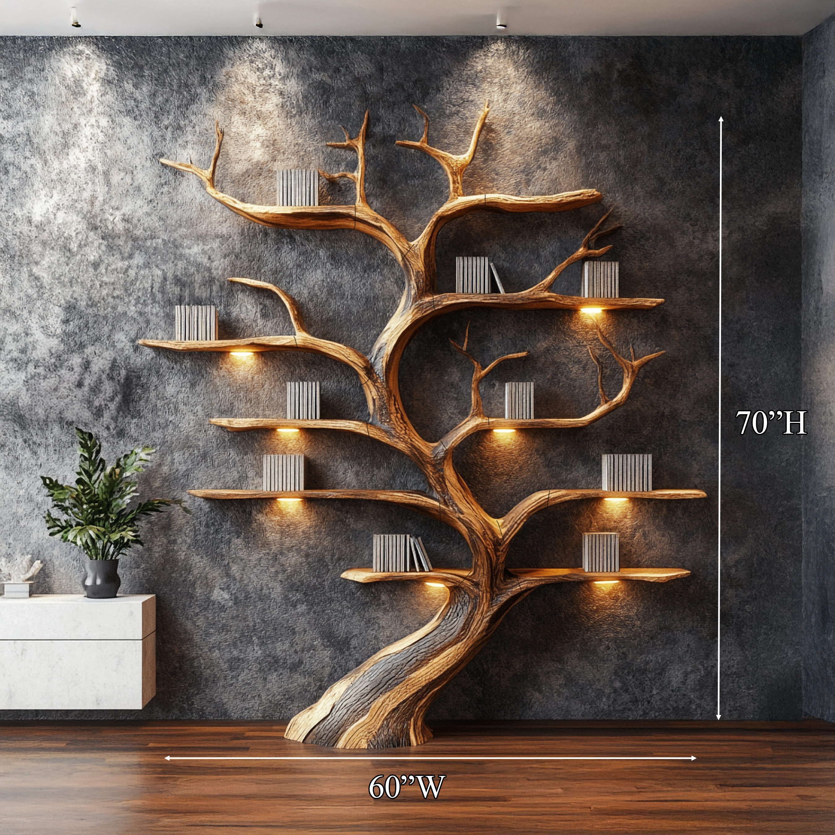 Rustic Tree Shelf Handmade Wood Wall Mounted Gift