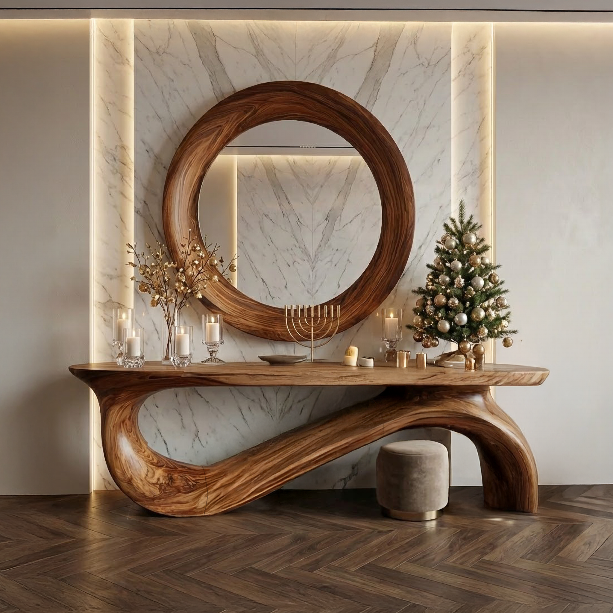 Modern Sculptural Console Table For Living Room And Entryway