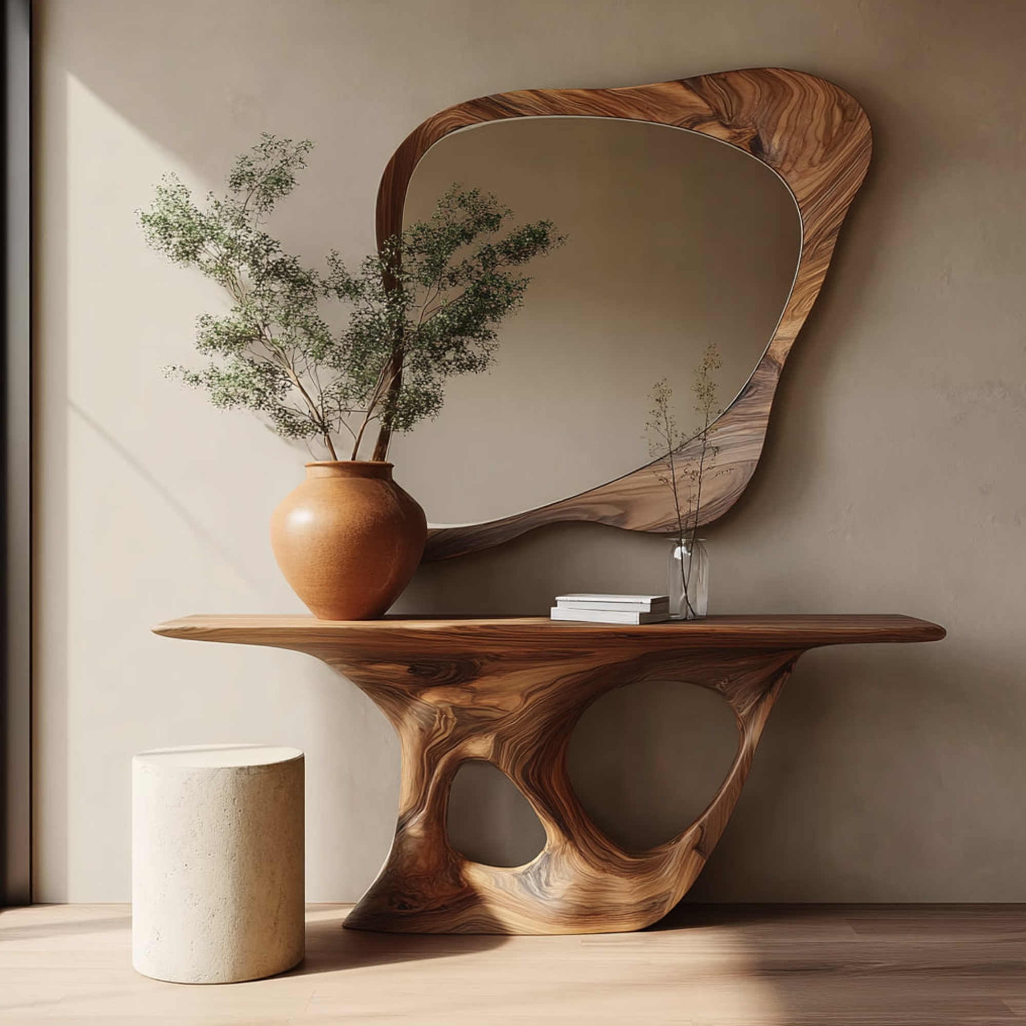 Rustic Solid Wood Console Table Living Room
