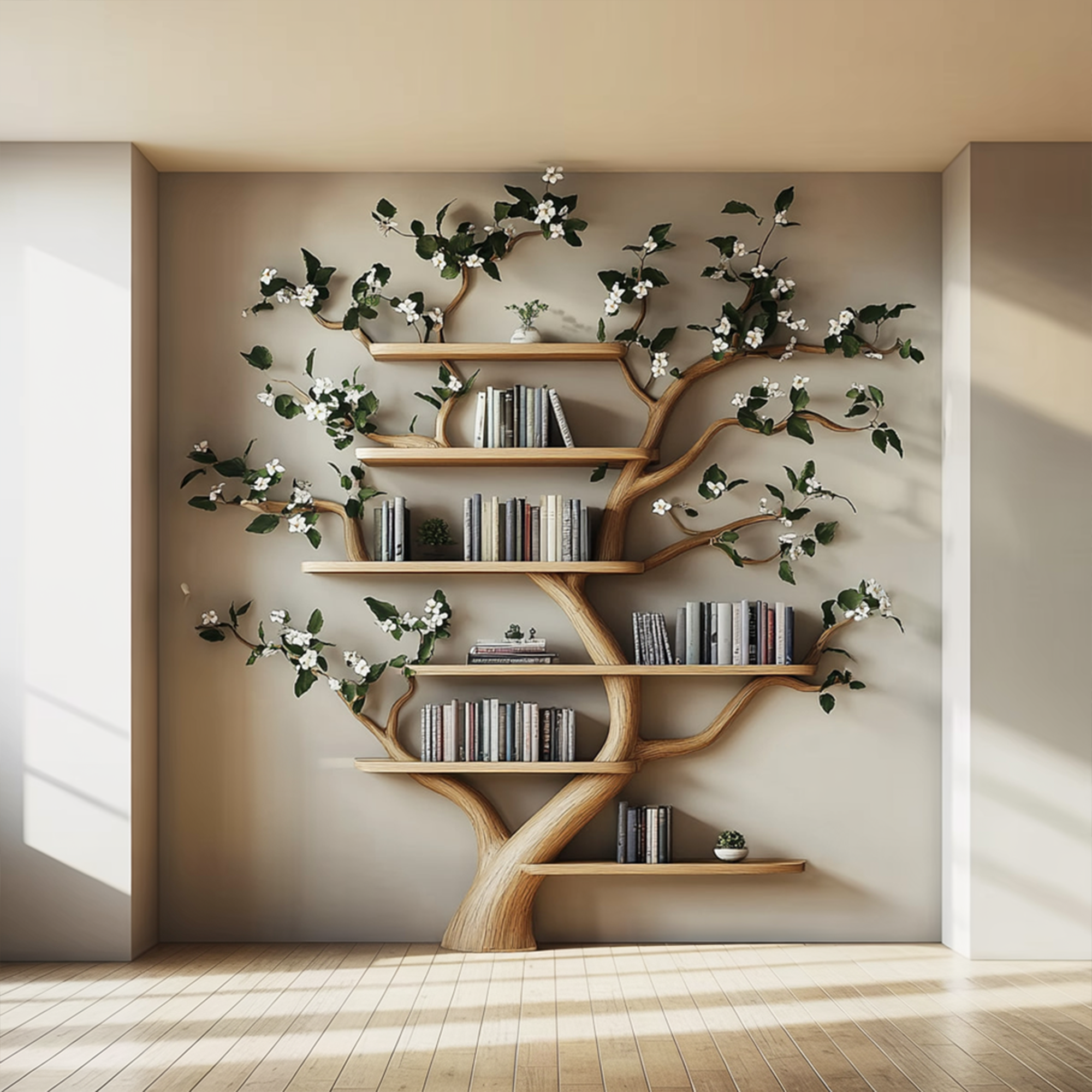 Mid Century Tree Wall Shelf Christmas Living Room