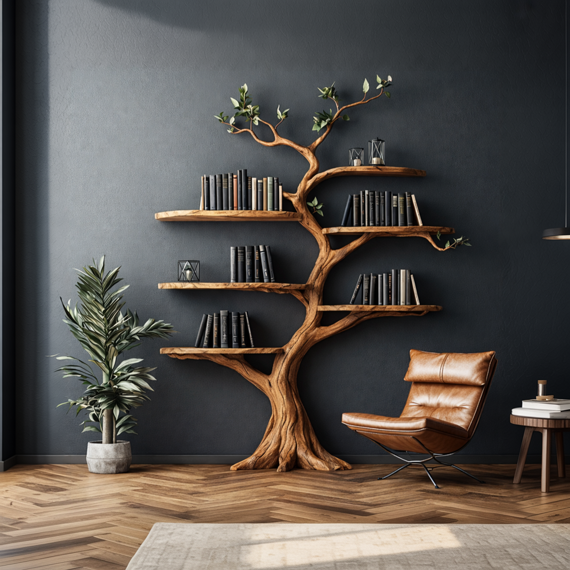 Organic Modern Artistic Tree Bookshelf For Living Room