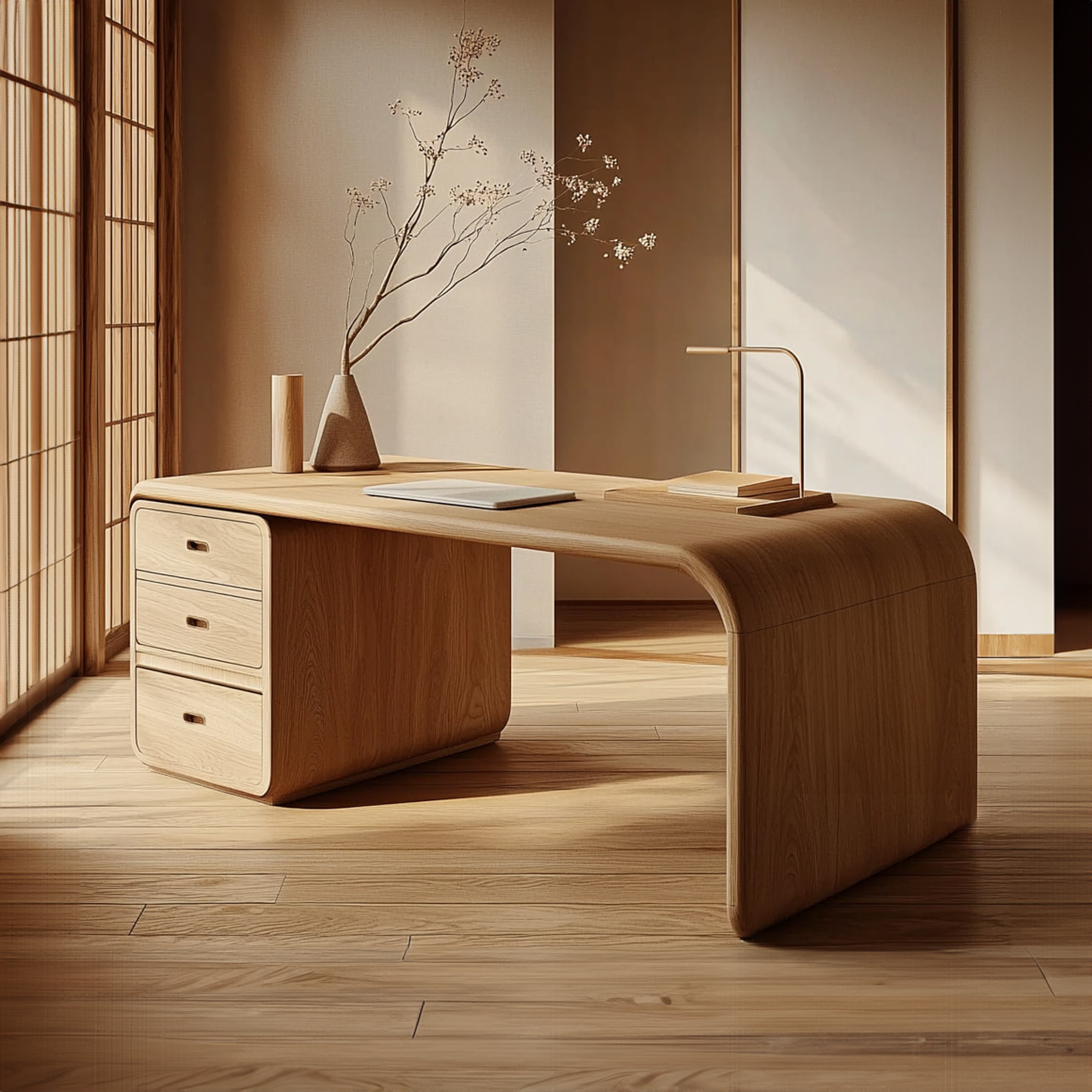 Japandi Harmony Writing Desk Bedroom And Work Room