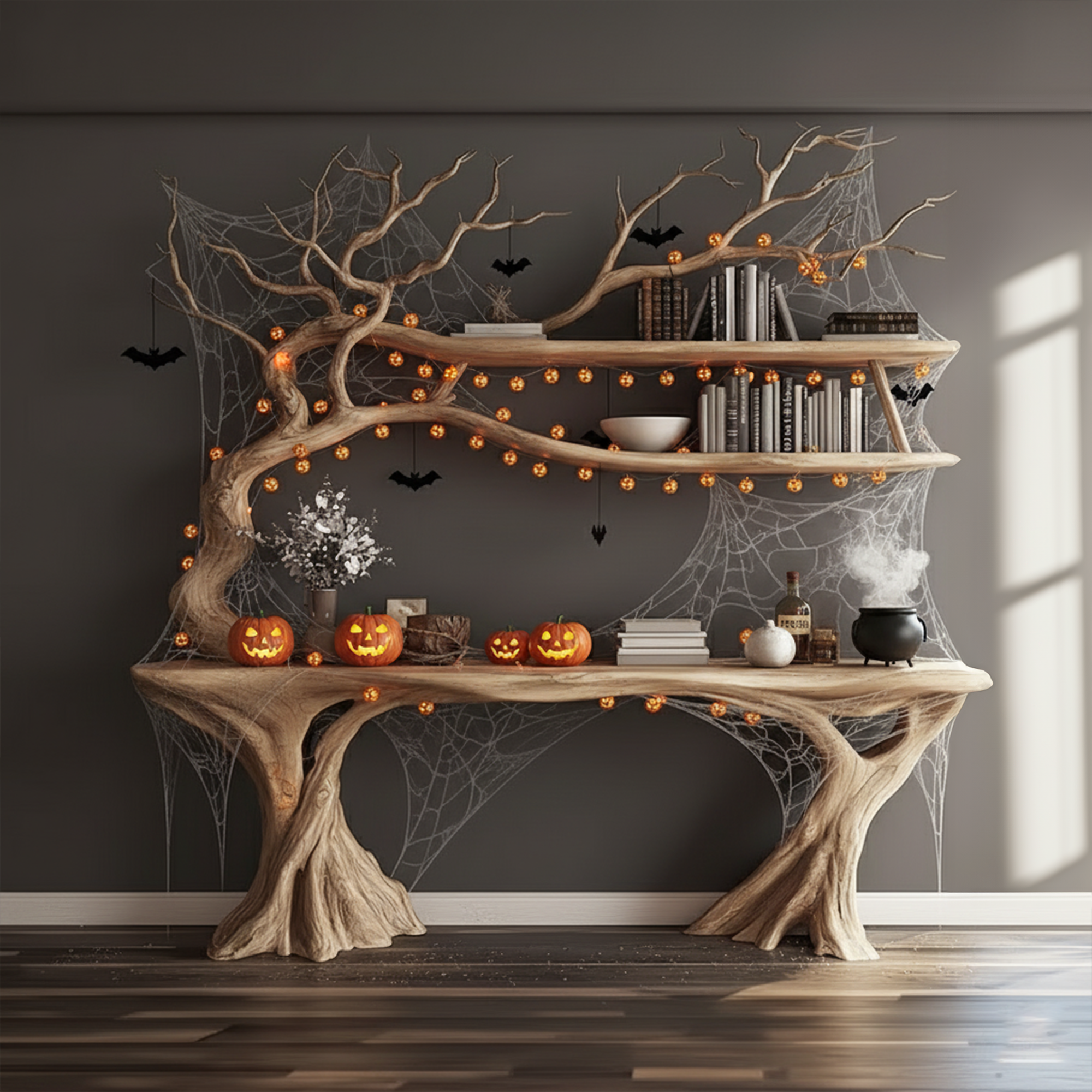 Mid Century Halloween Console Table Living Room