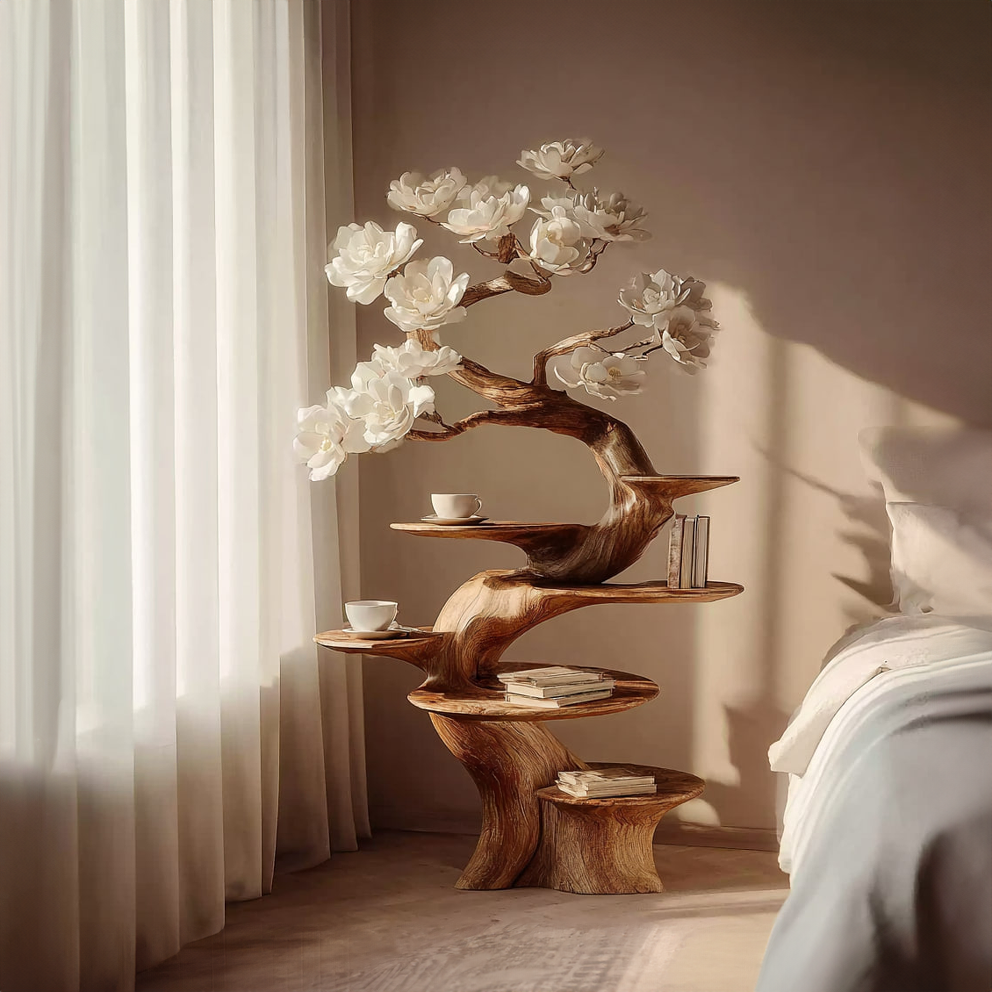 Organic Sculptural Nightstands For Bedroom