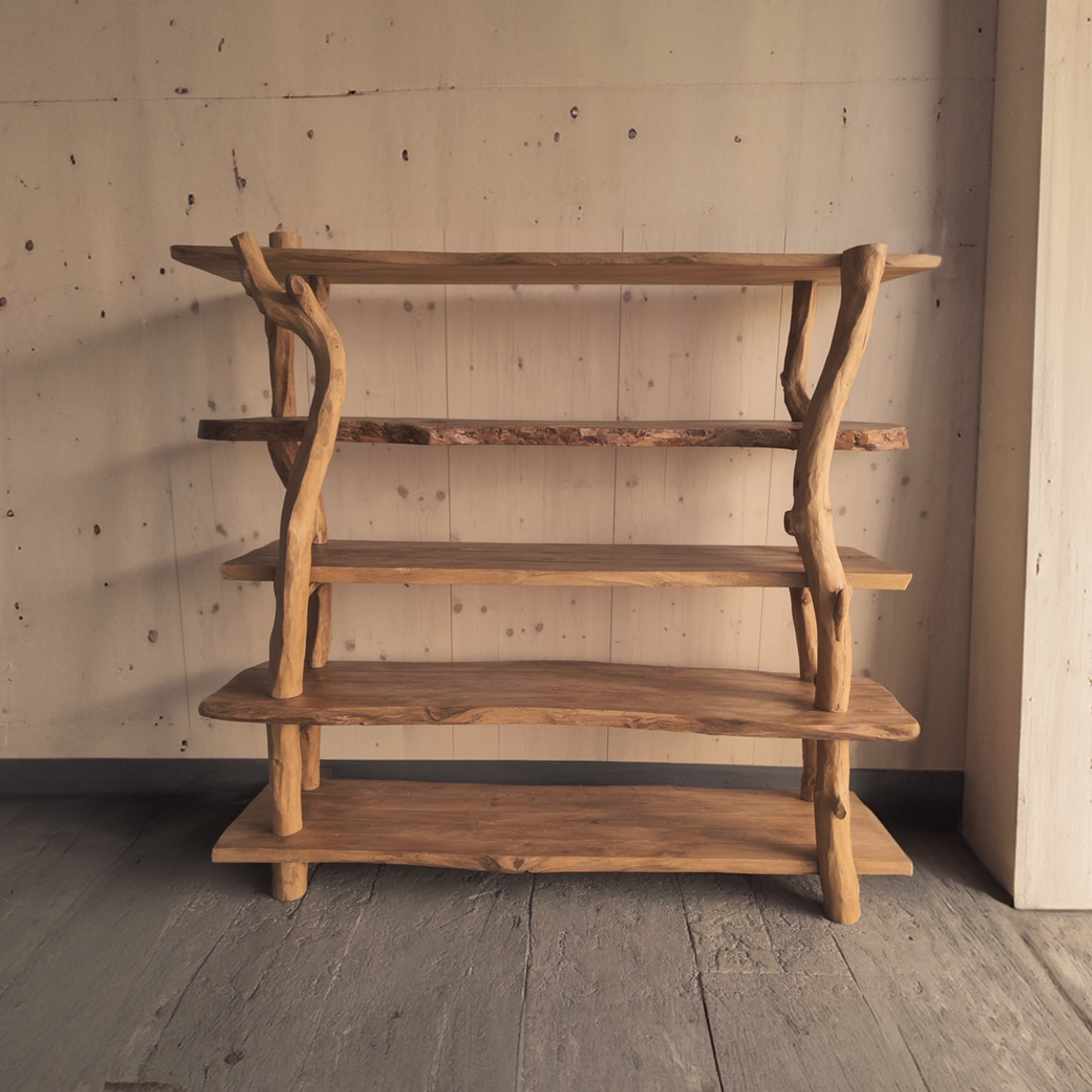 Rustic Wooden Branch Shelf Storage Living Room Or Dining Room
