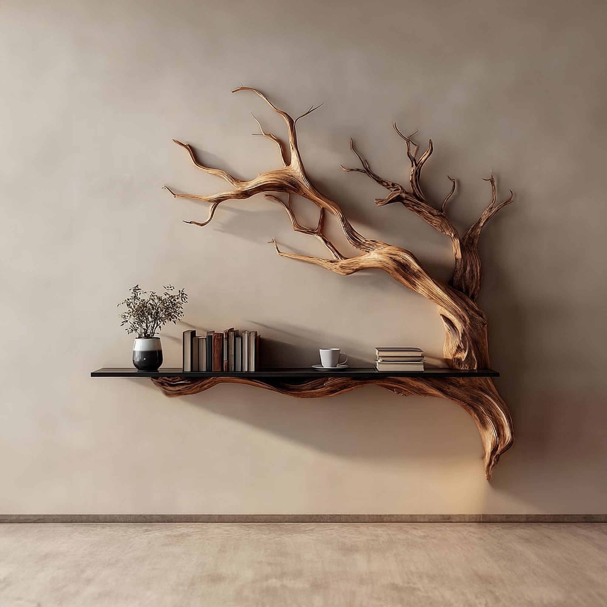 Rustic Tree Branch Wall Shelf Natural Artistic Home Decor