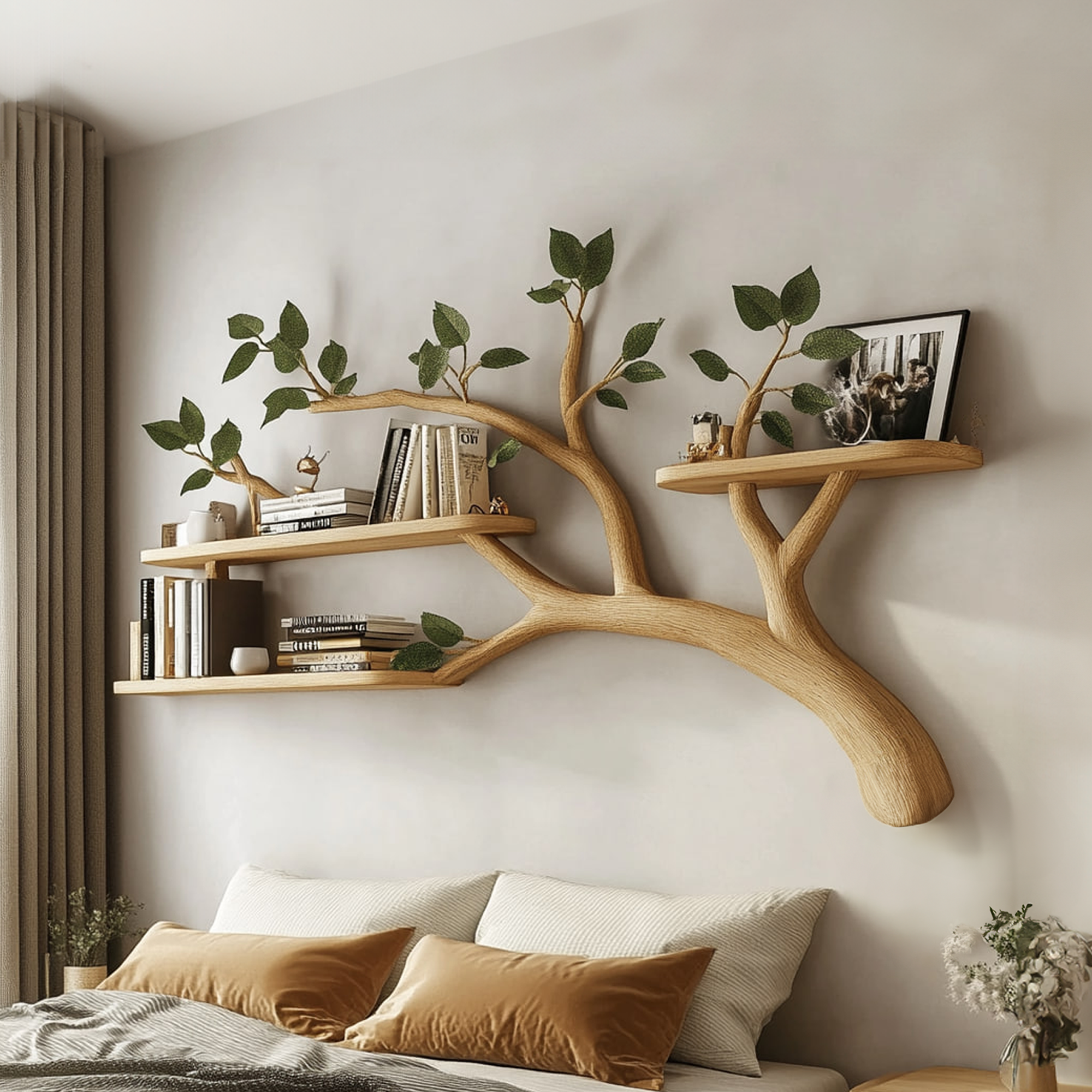 Mid Century Tree Branch Shelf Modern Living Space