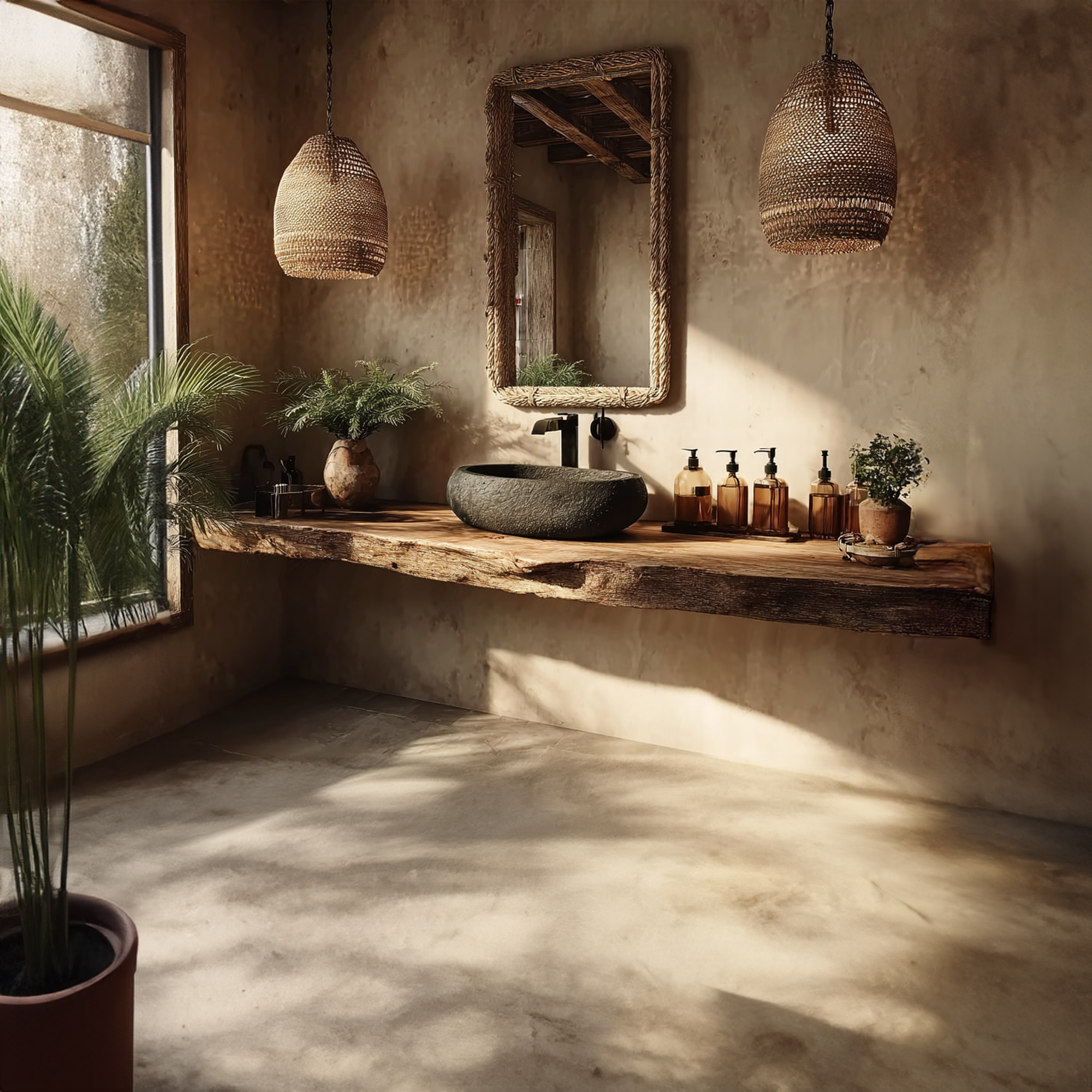 Mid Century Floating Shelf Natural Edge Bathroom