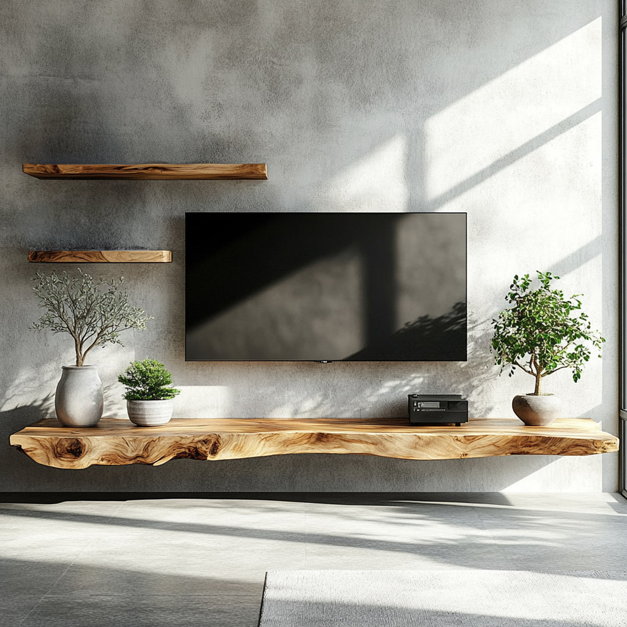 Rustic Wall Mounted TV Shelf For Living Room And Media Room