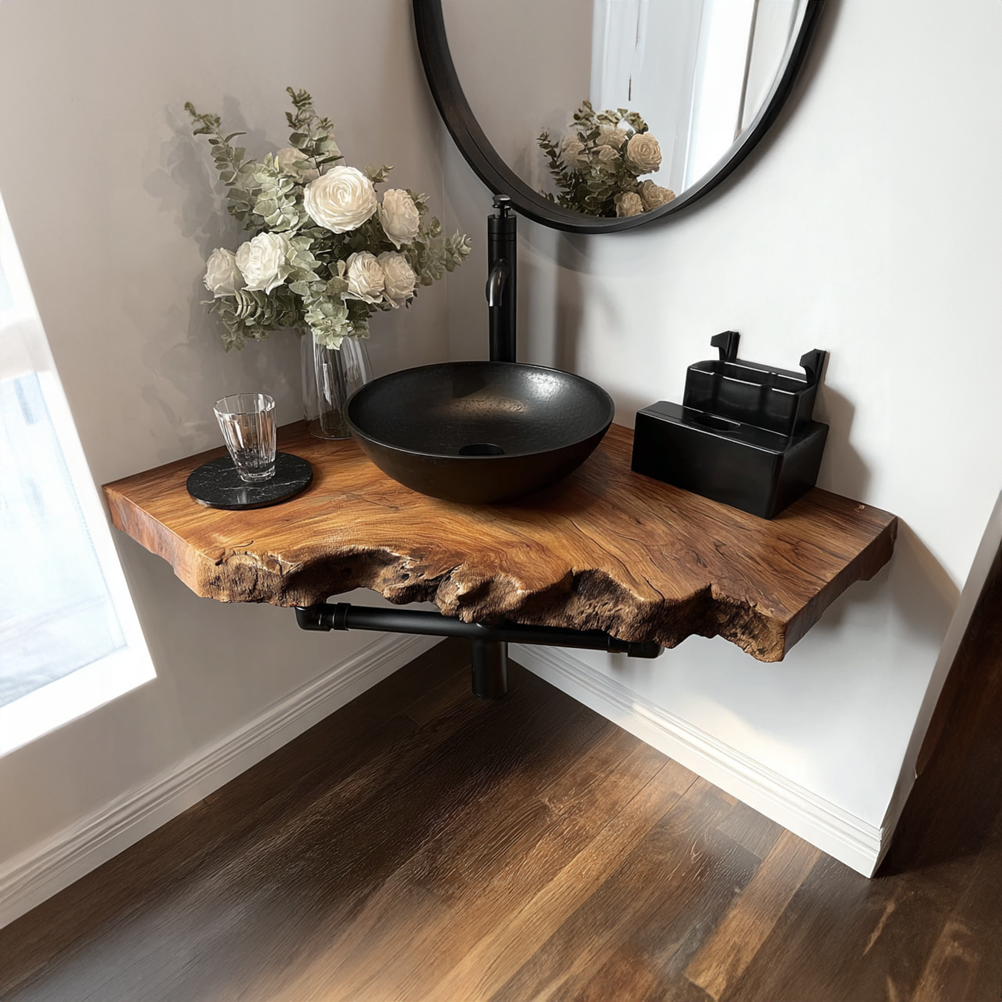 Mid Century Floating Shelf Narrow Washroom