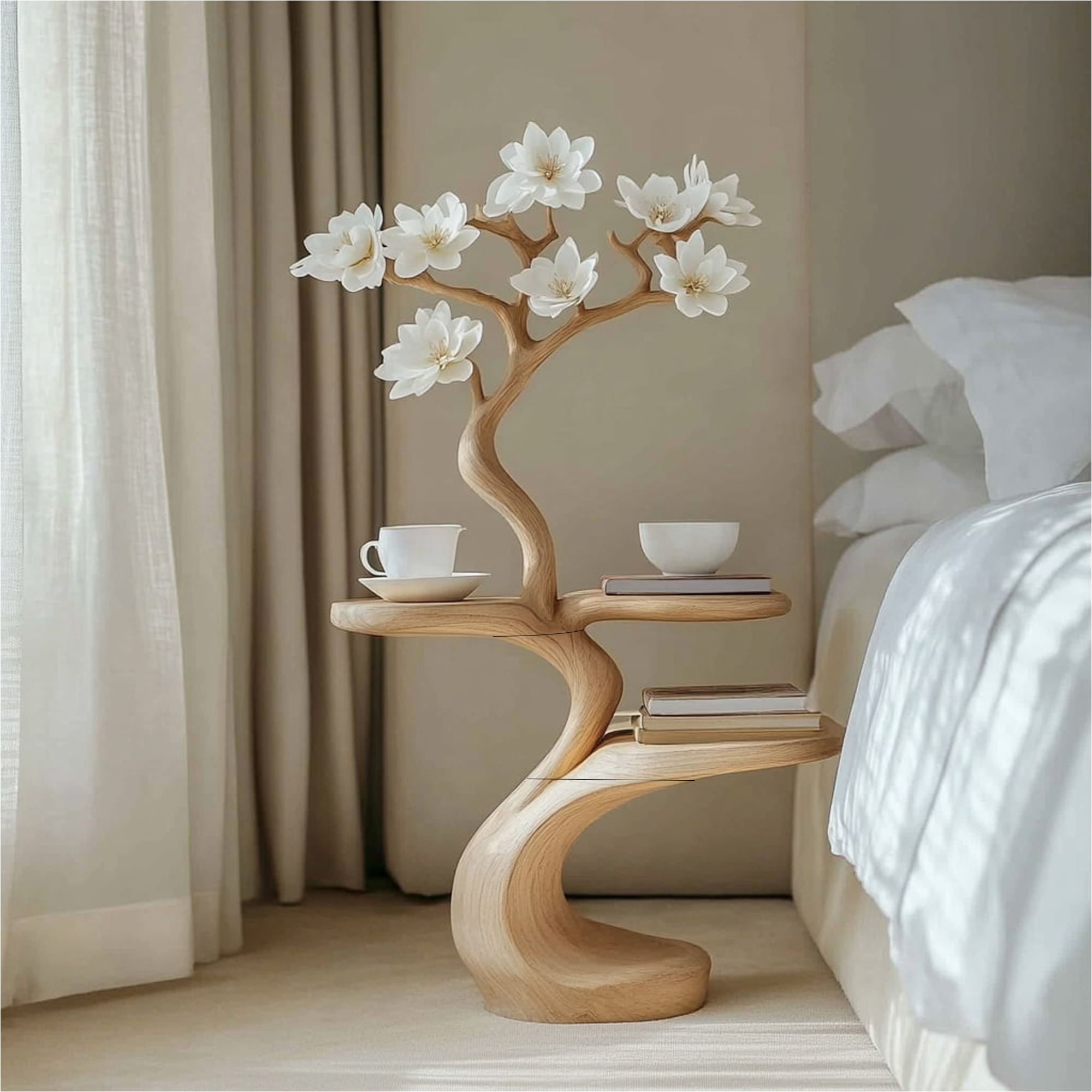Rustic Tree Shape Nightstands Modern Bedroom
