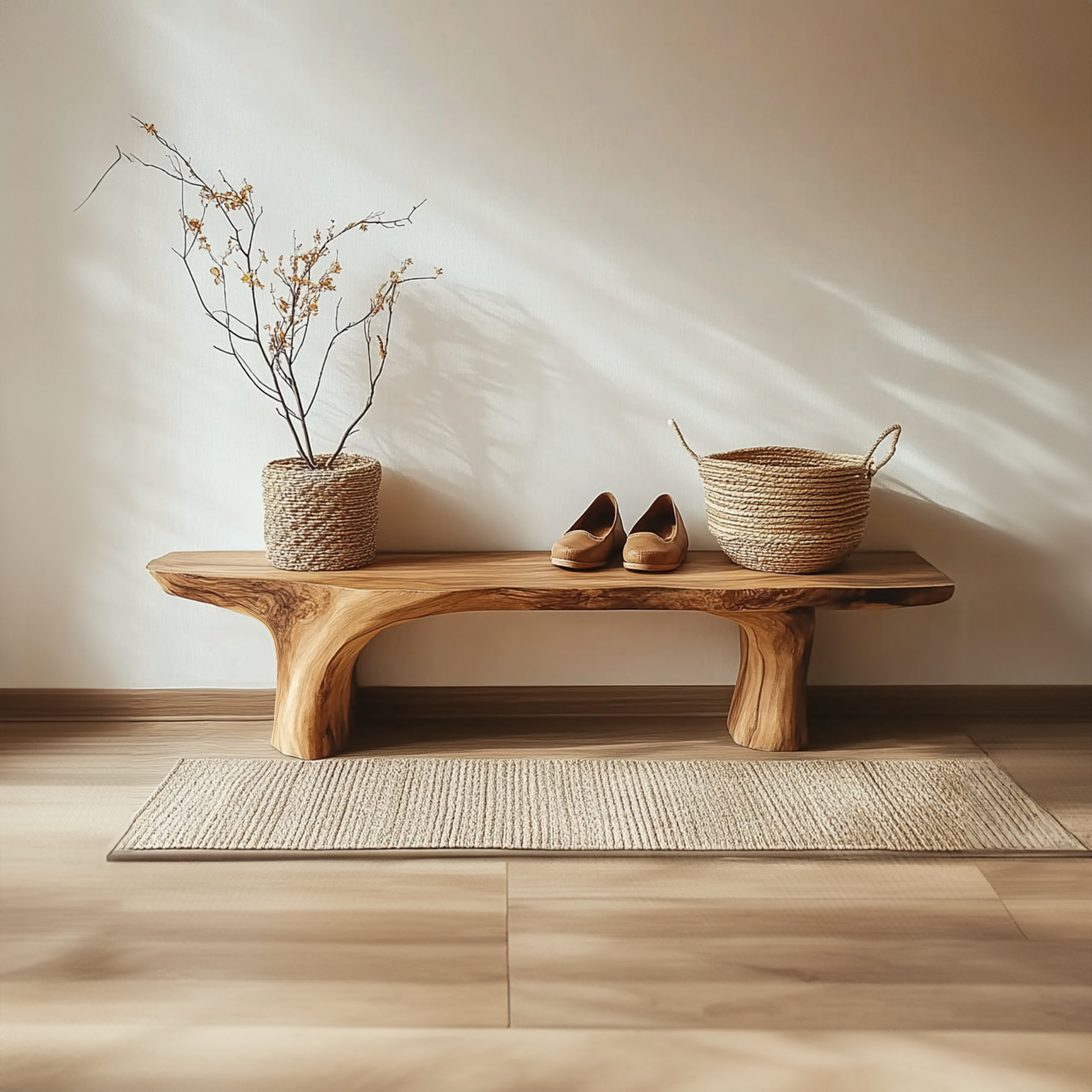 Rustic Live Edge Bench Living Room Entryway Furniture