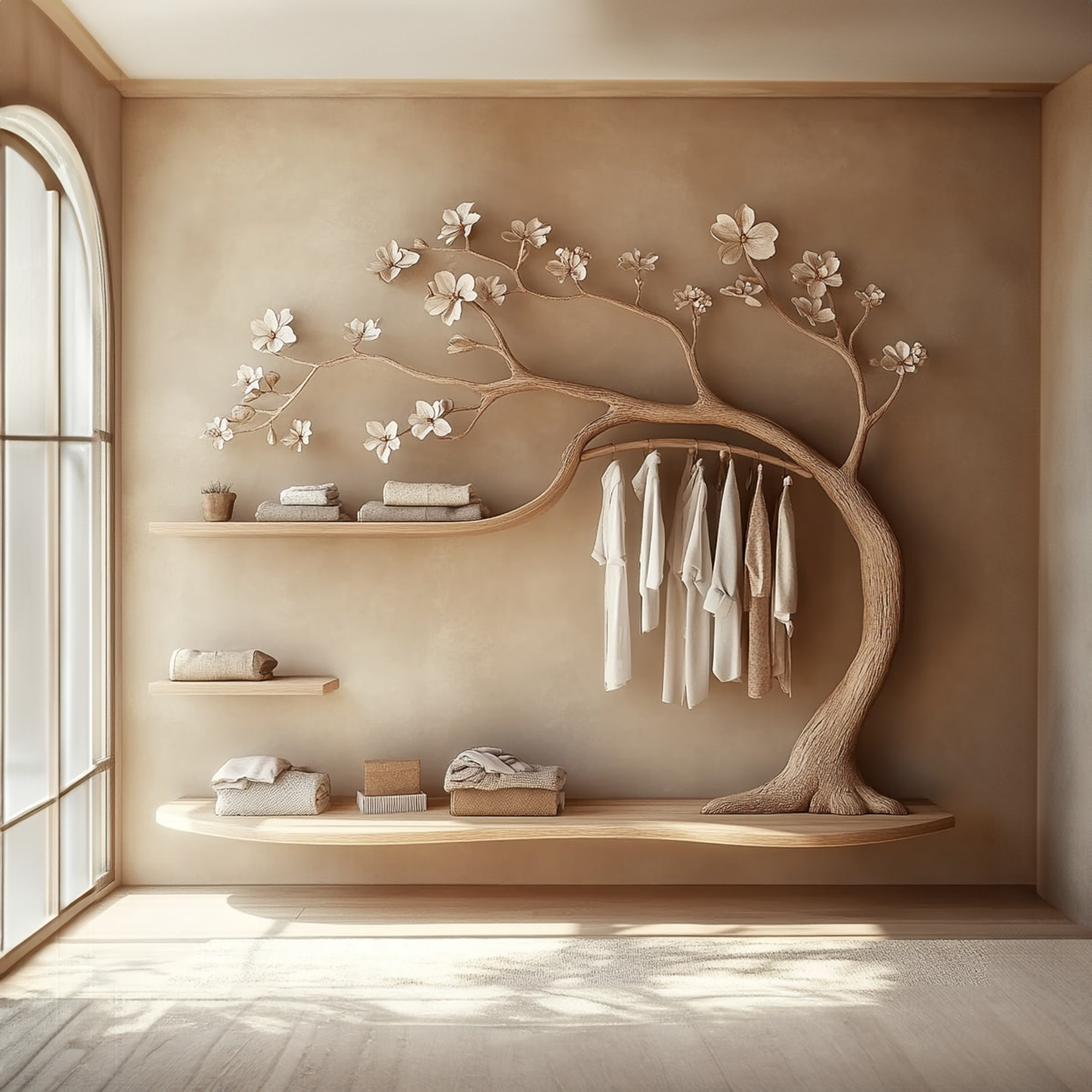 Rustic Tree Wardrobe Solid Wood Handcrafted Bedroom Storage