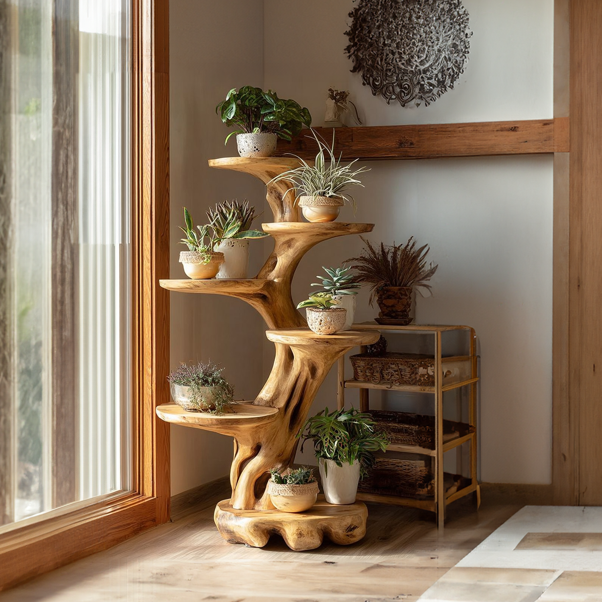 Rustic Tree Planter Display Living Space