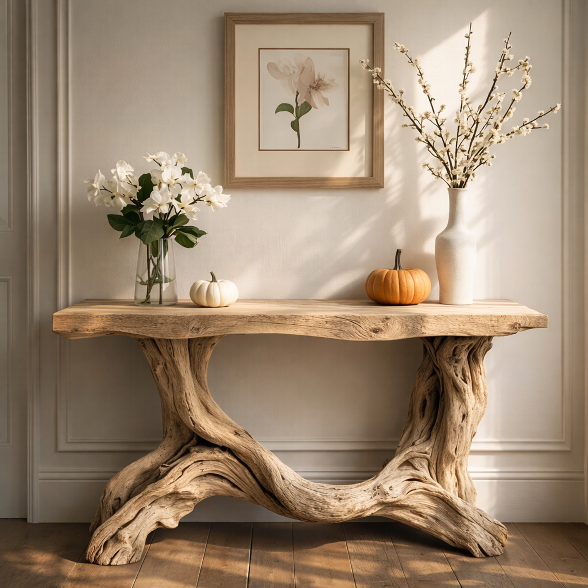 Sculptural Single Pedestal Console Table Handmade Statement Furniture For Living Room Decor