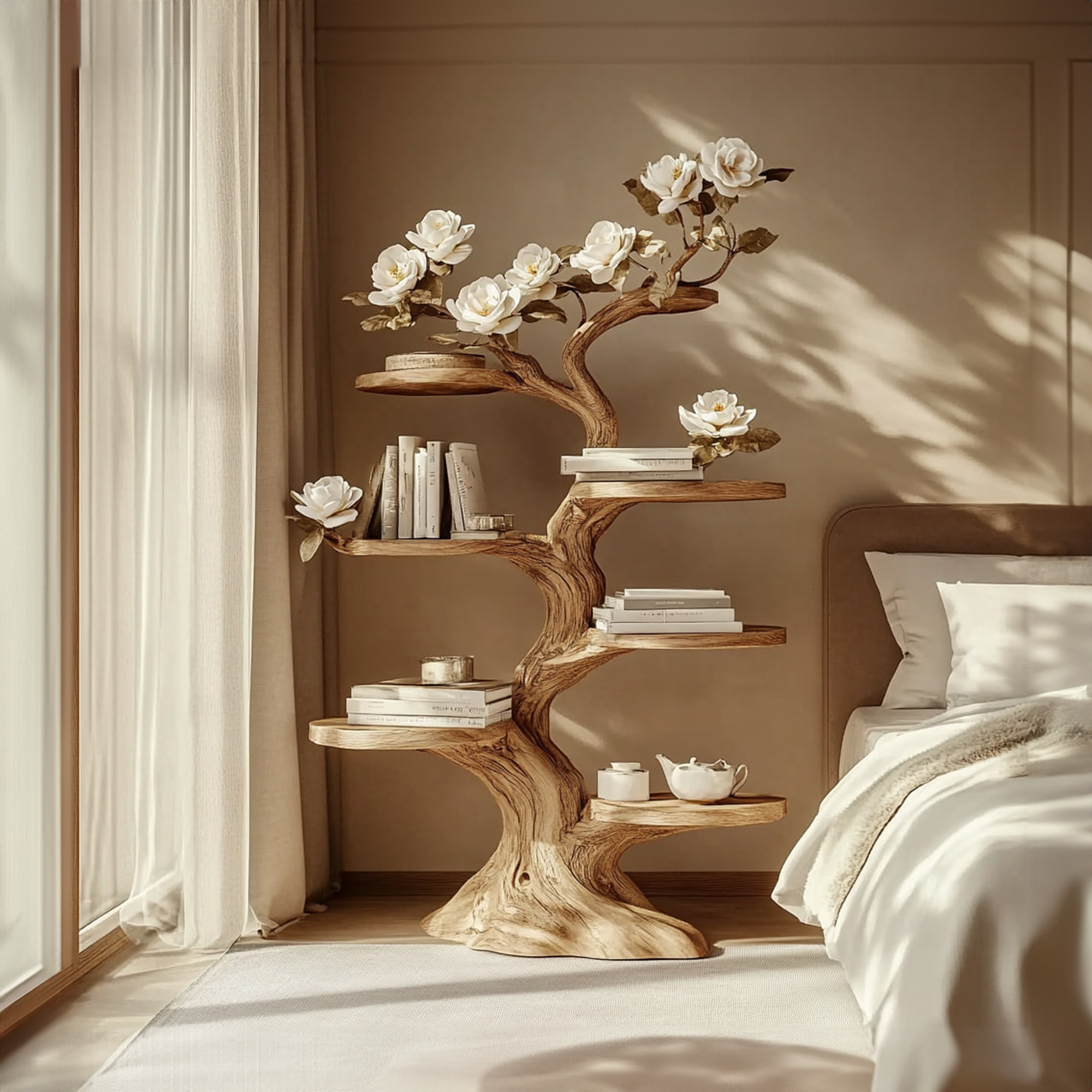 Rustic Wooden Nightstands Bedroom Living Room Entryway