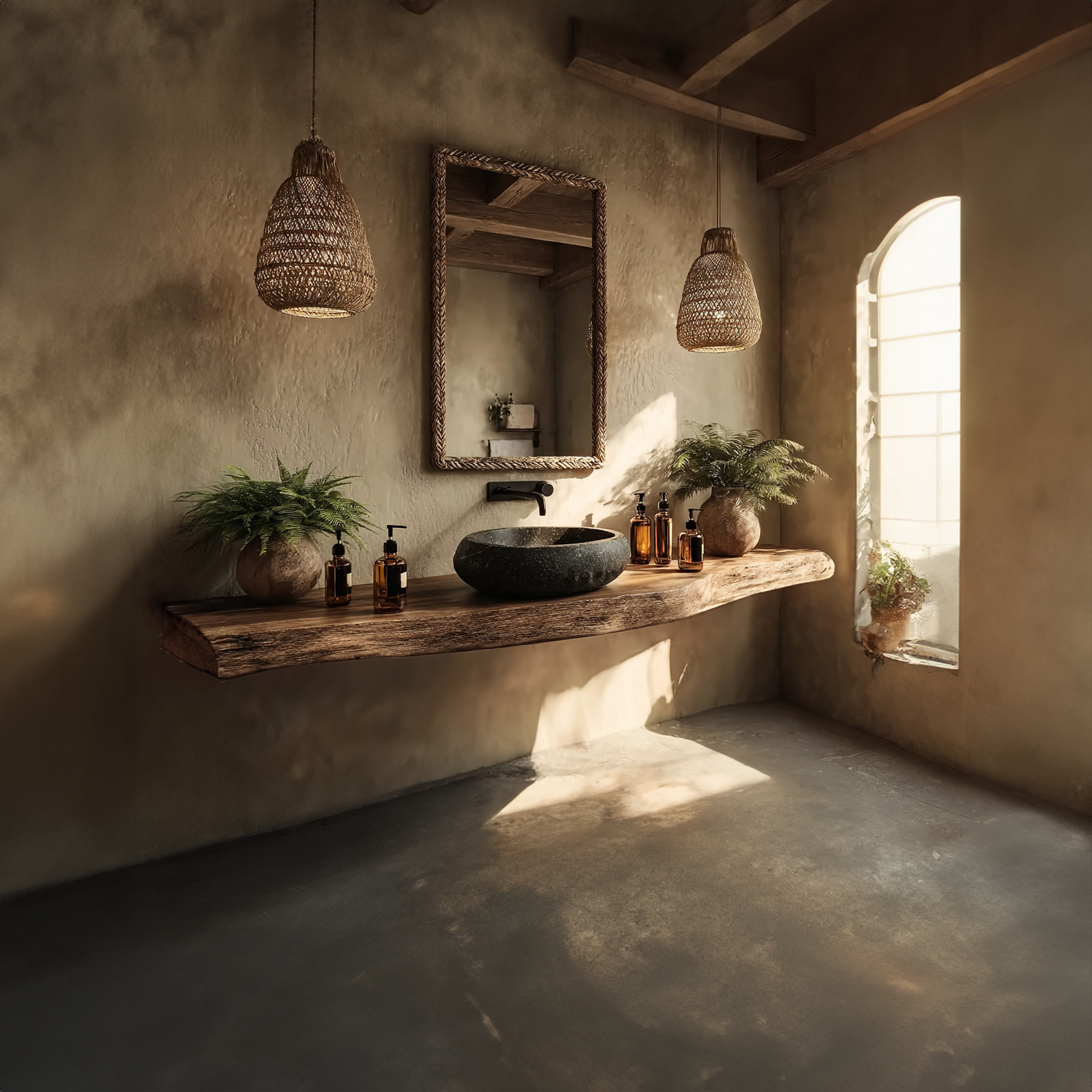 Rustic Floating Shelf Natural Edge Bathroom