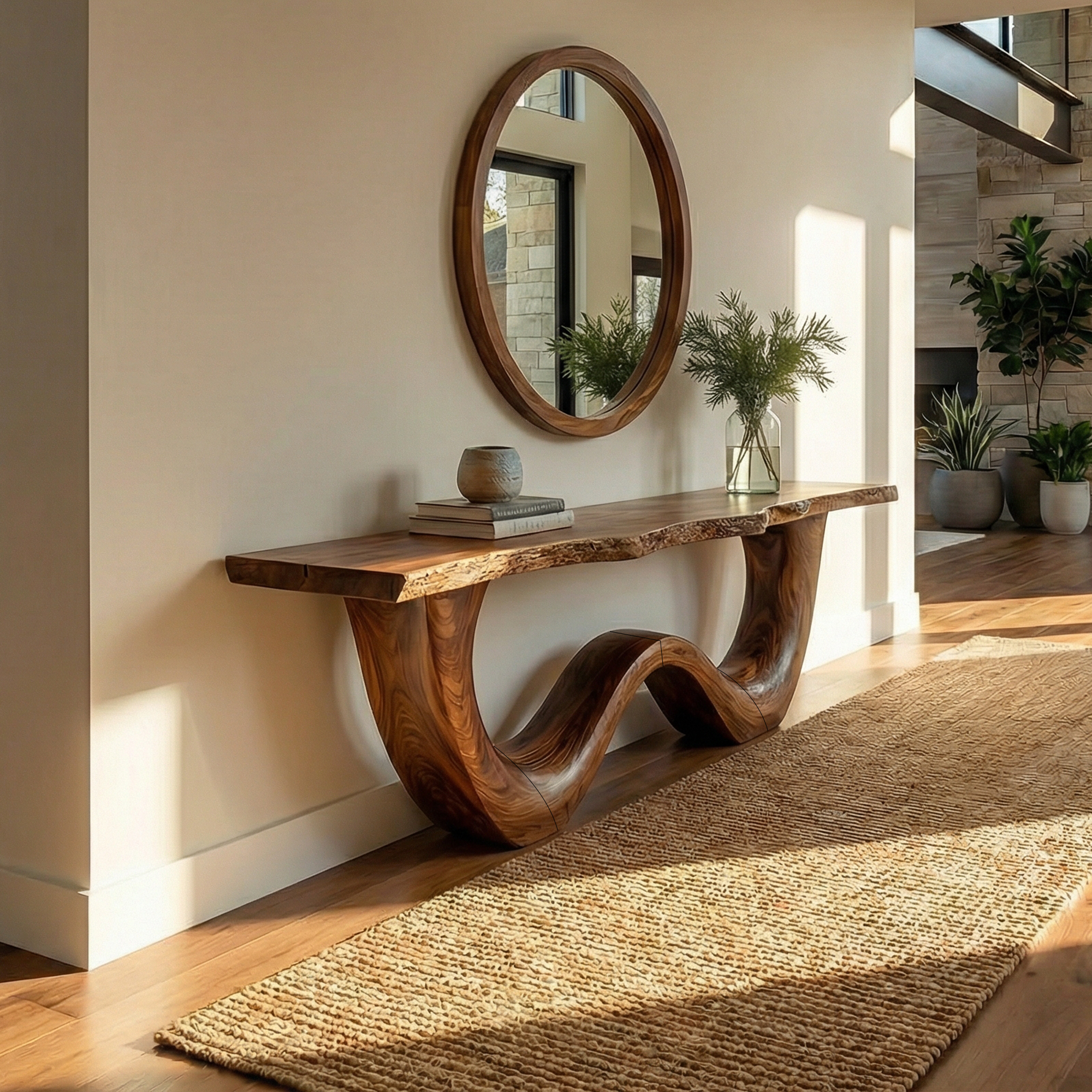 Organic Wave Base Console Table Entryway Hallway Living Room