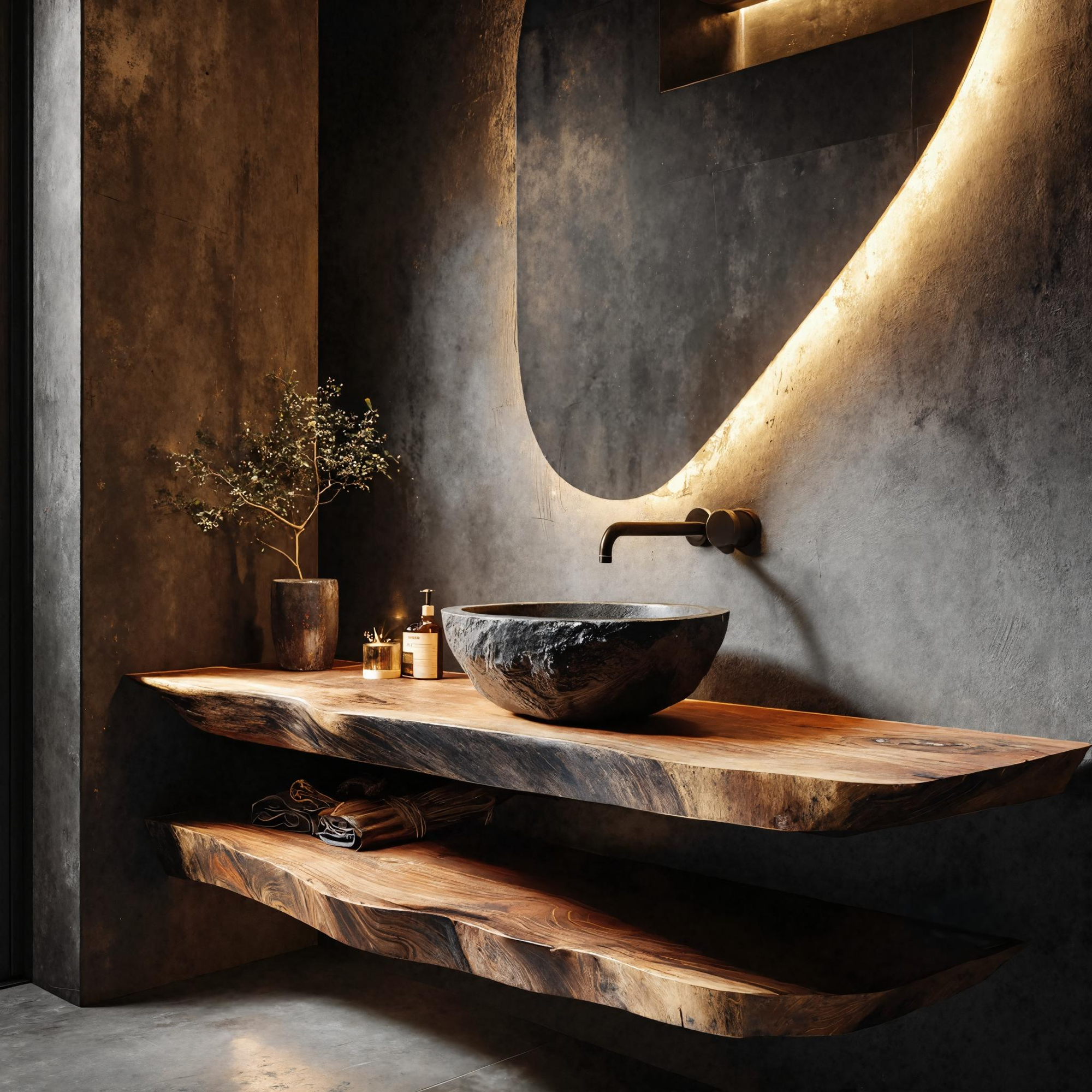 Modern Rustic Bathroom Vanity Wall Floating Wood Counter