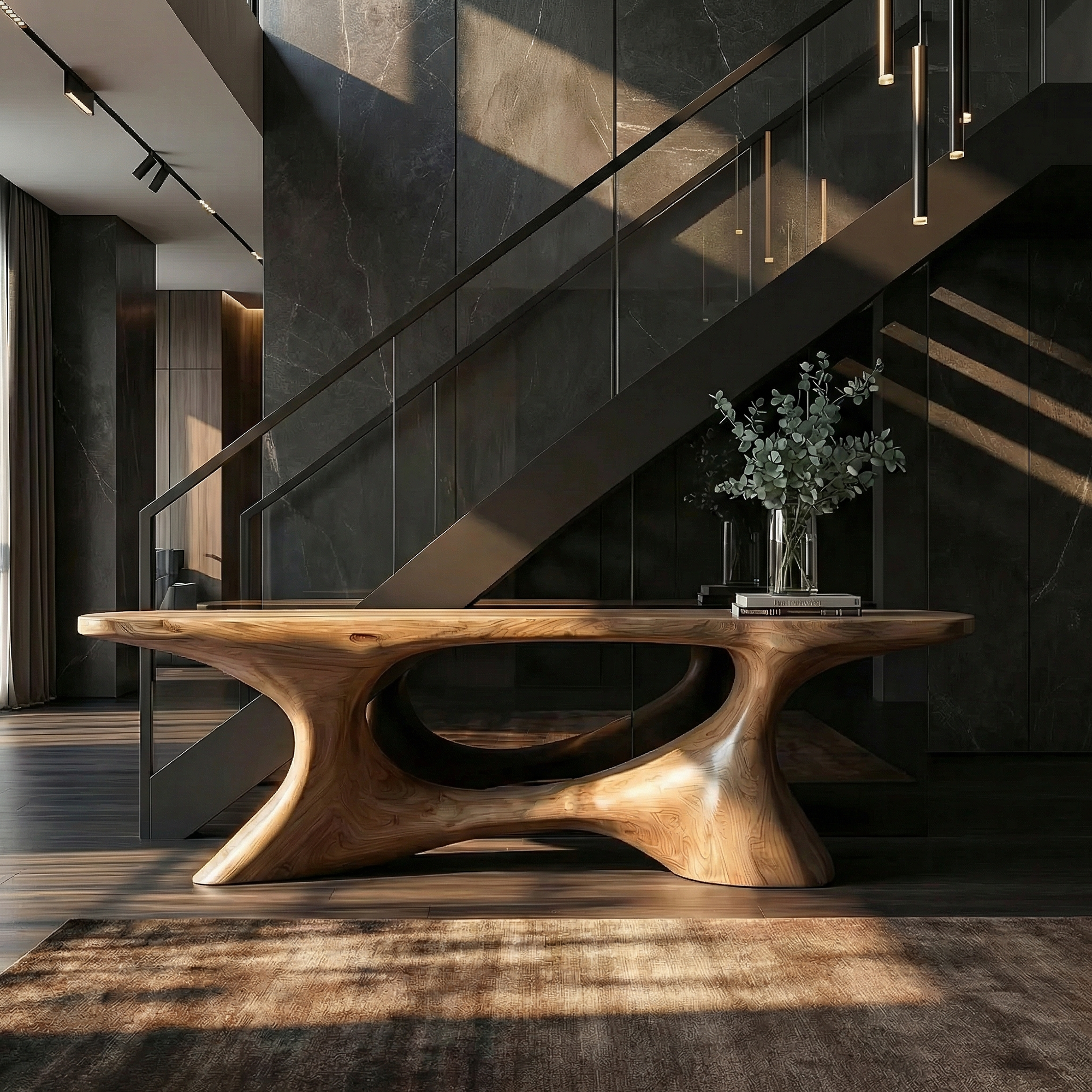 Contemporary Organic Void Base Console Table Entryway Hallway Living Room