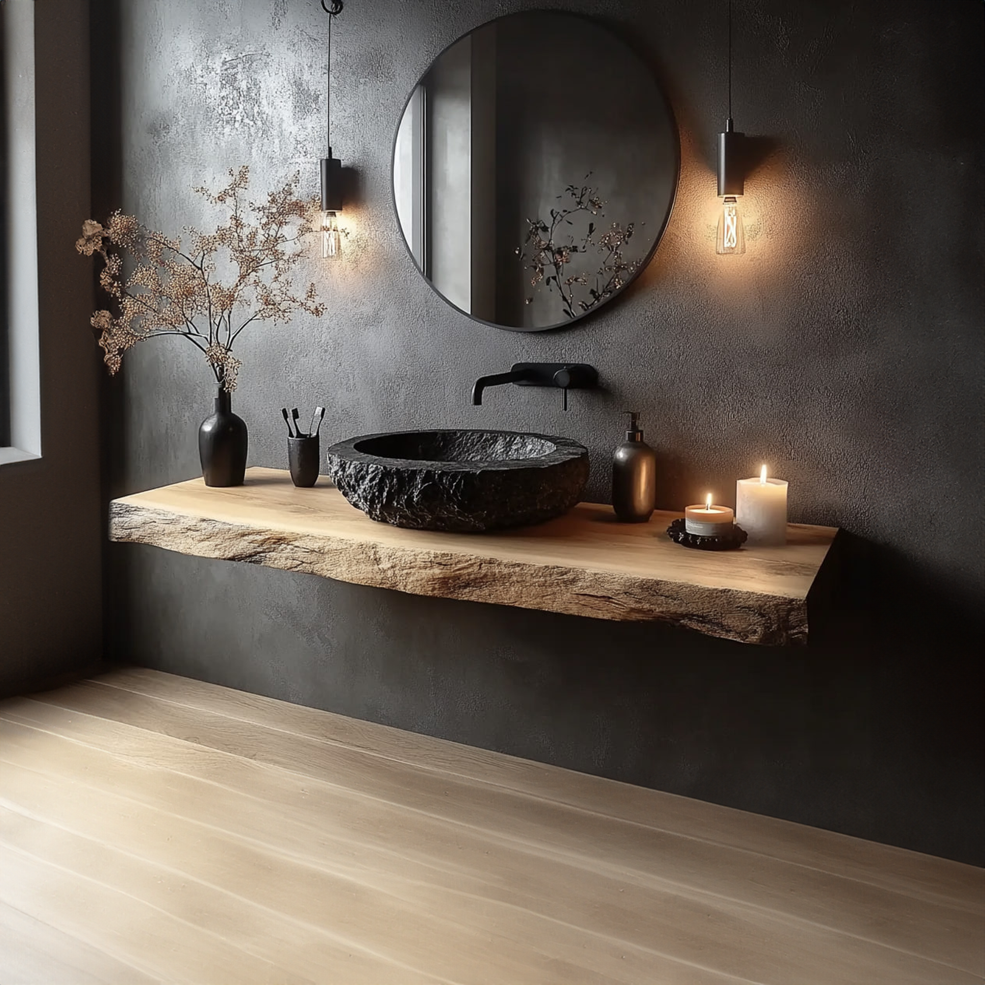 Rustic Wall Mounted Bathroom Vanity Powder Room