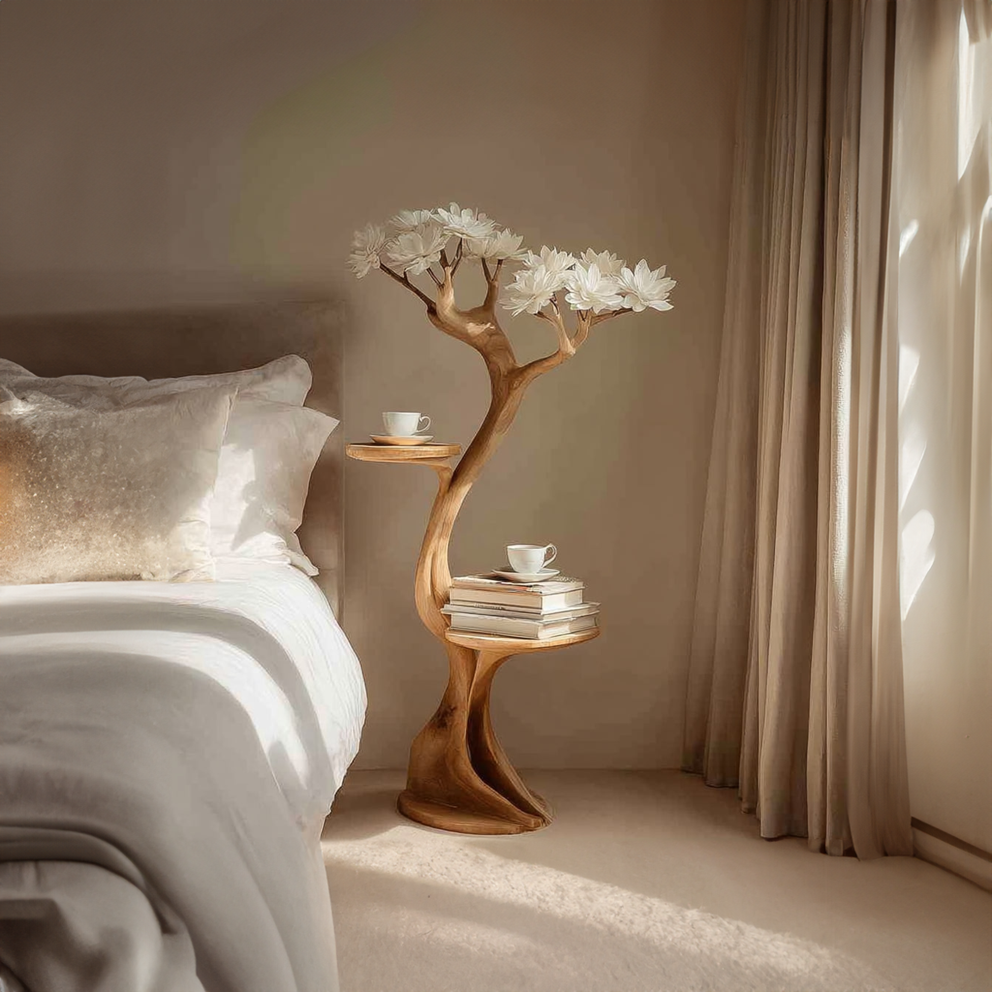 Rustic Tree Shaped Nightstands Bedroom