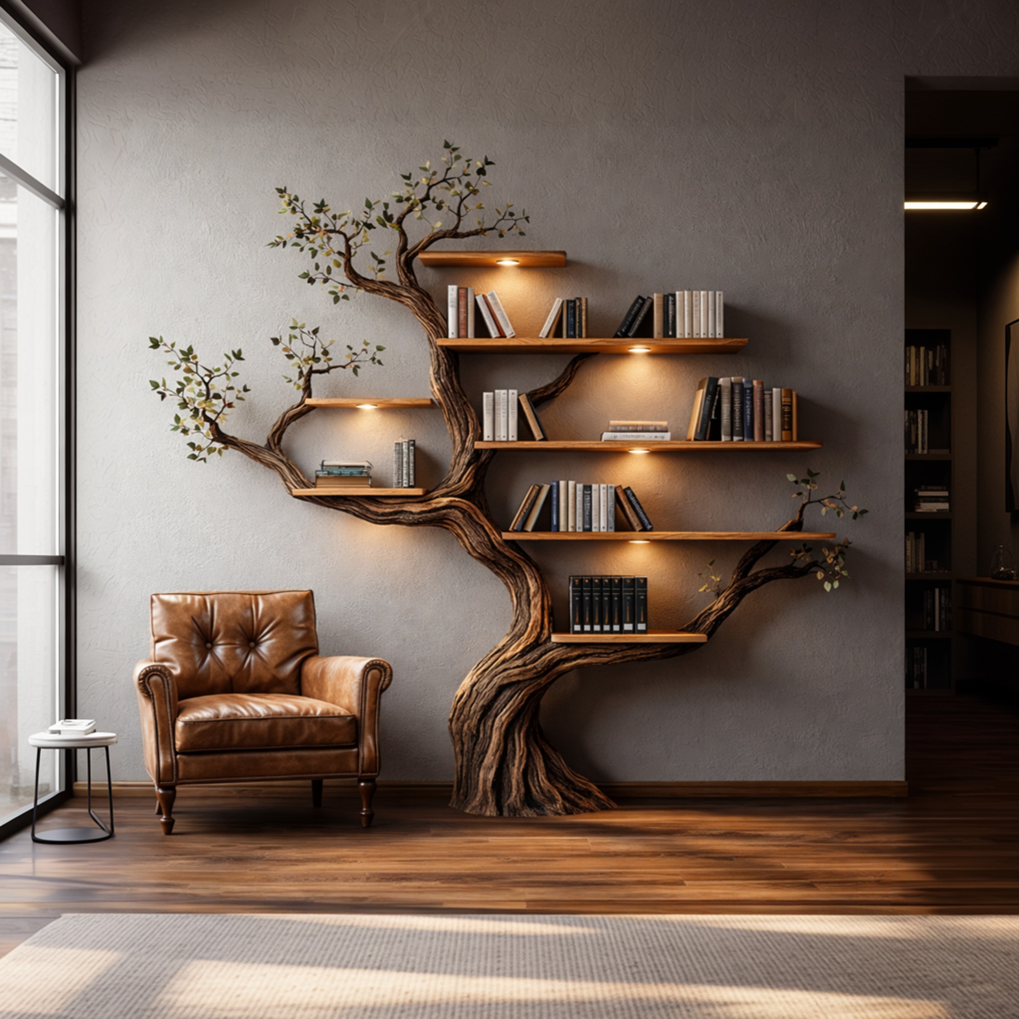 Modern Organic Living Room Interior Flowing Sculptural Wall Feature