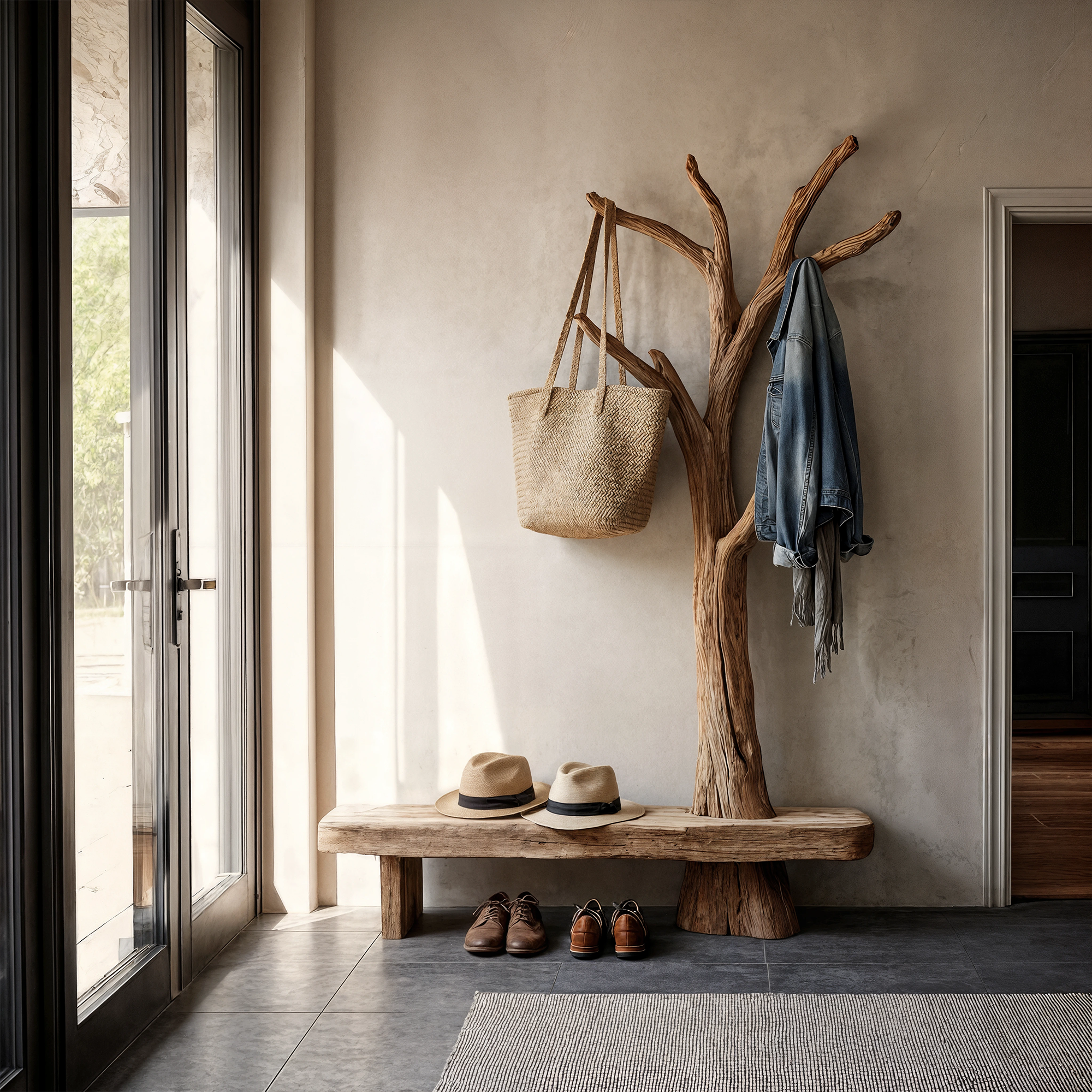 Rustic Tree Coat Rack Entryway And Hallway