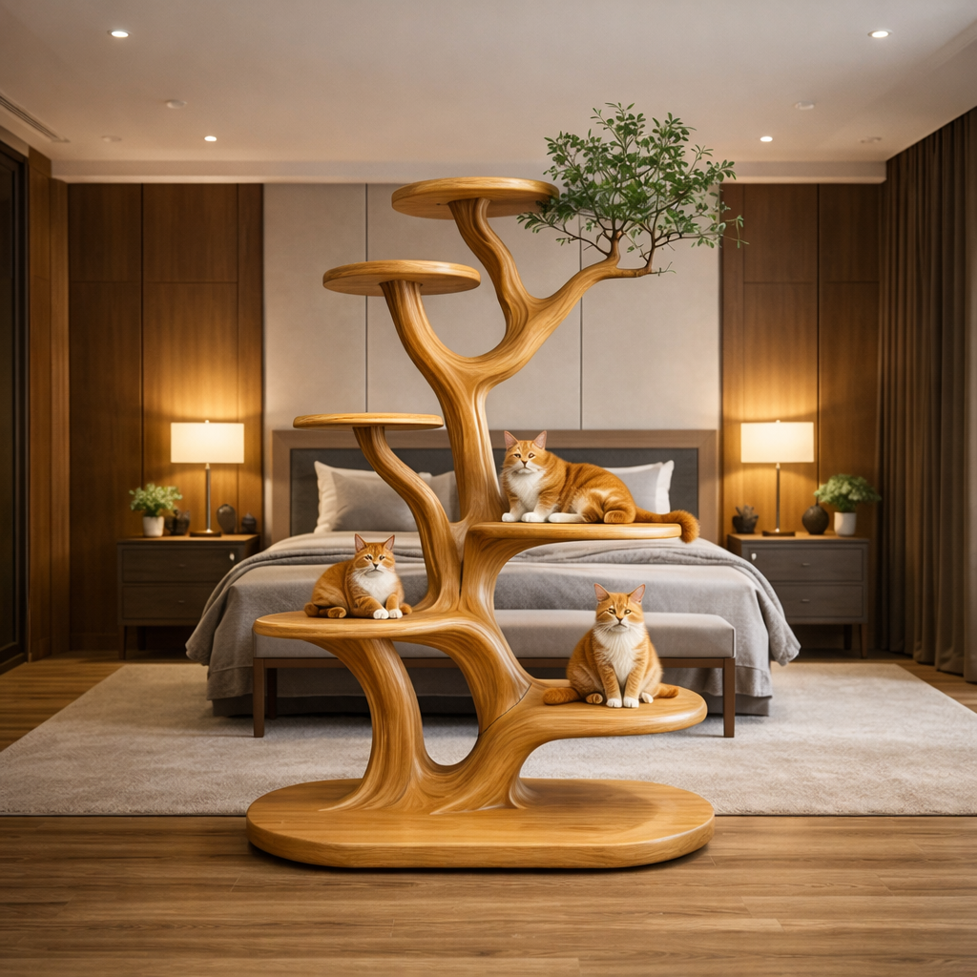 Rustic Tree Cat Play Tower Artistic Living Room