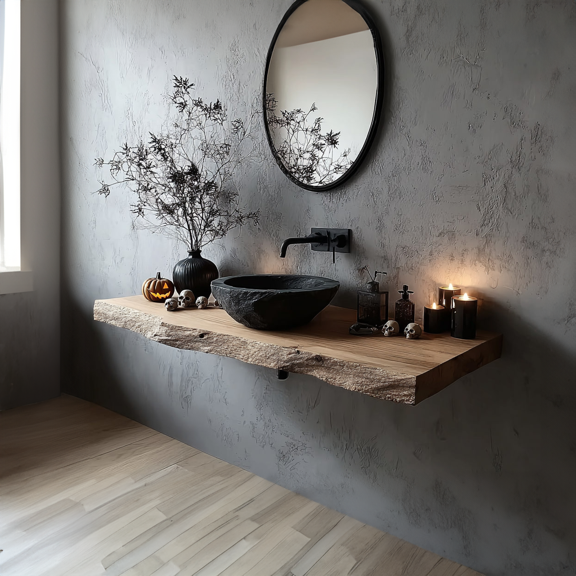 Rustic Floating Shelf Basin Vanity Bathroom