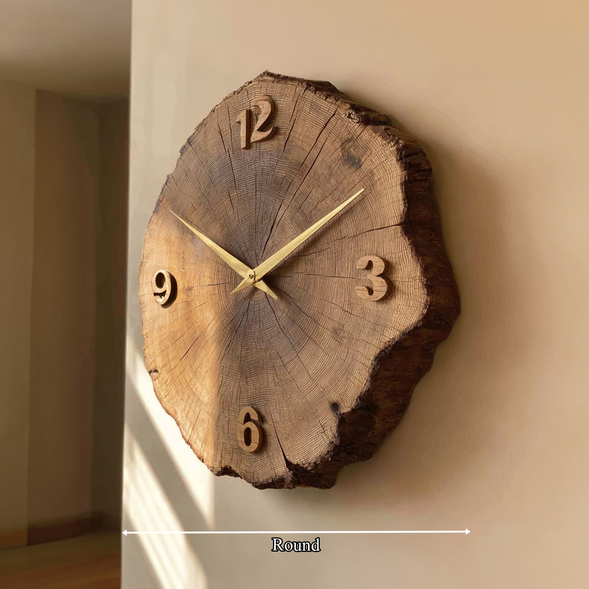 Rustic Tree Ring Wall Clock Hallway Or Living Room