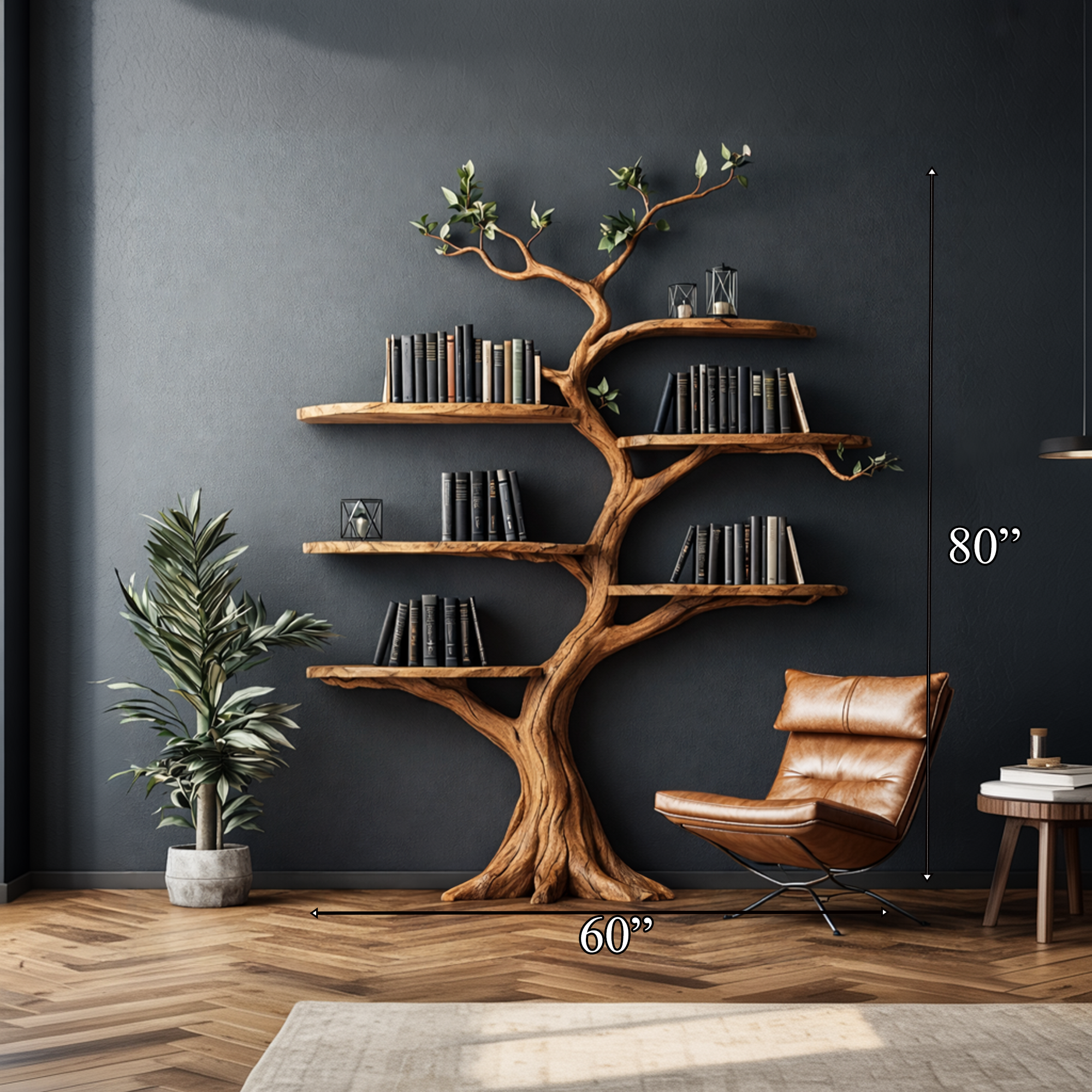 Organic Modern Artistic Tree Bookshelf For Living Room