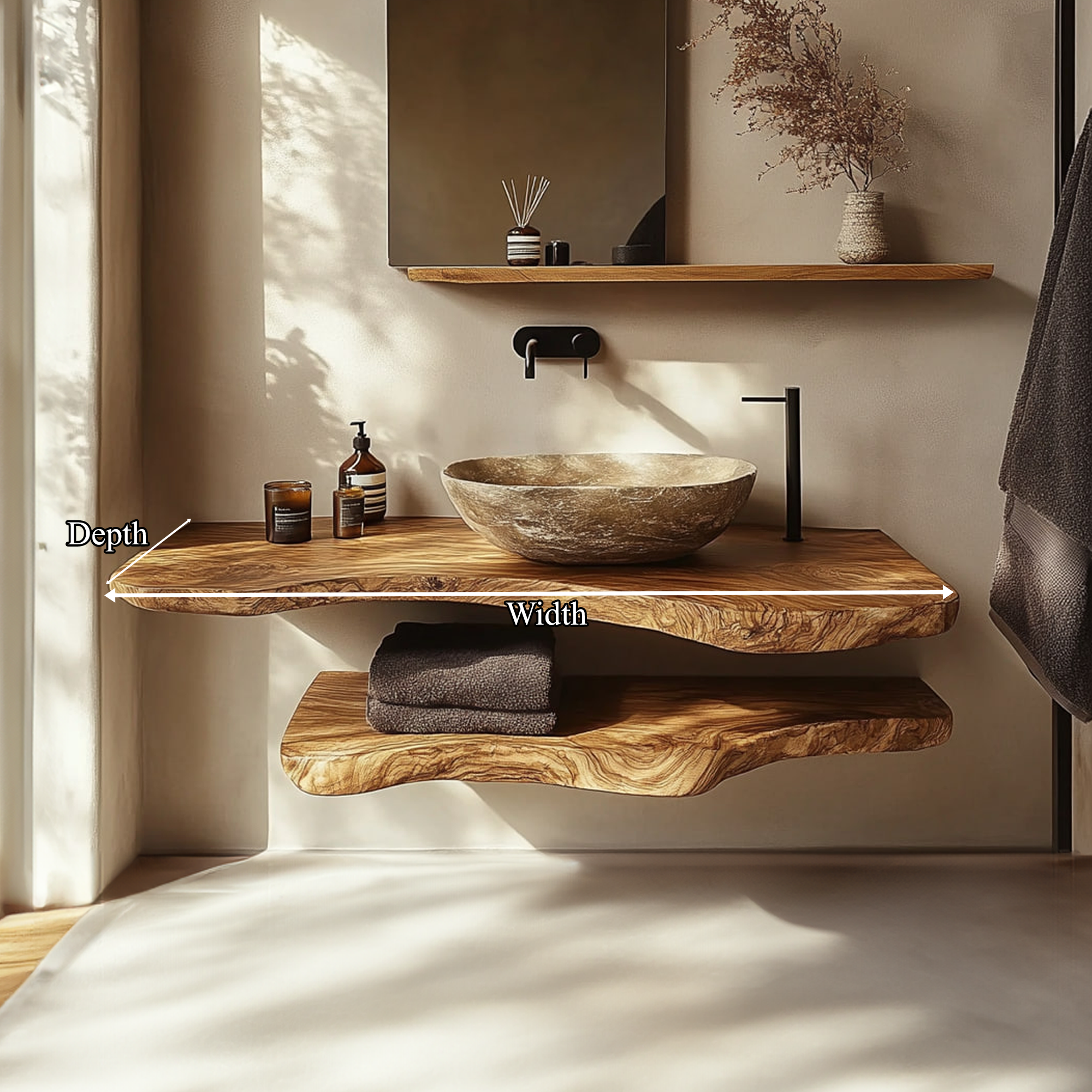 Mid Century Bathroom Vanity Shelf Solid Wood Bathroom Design