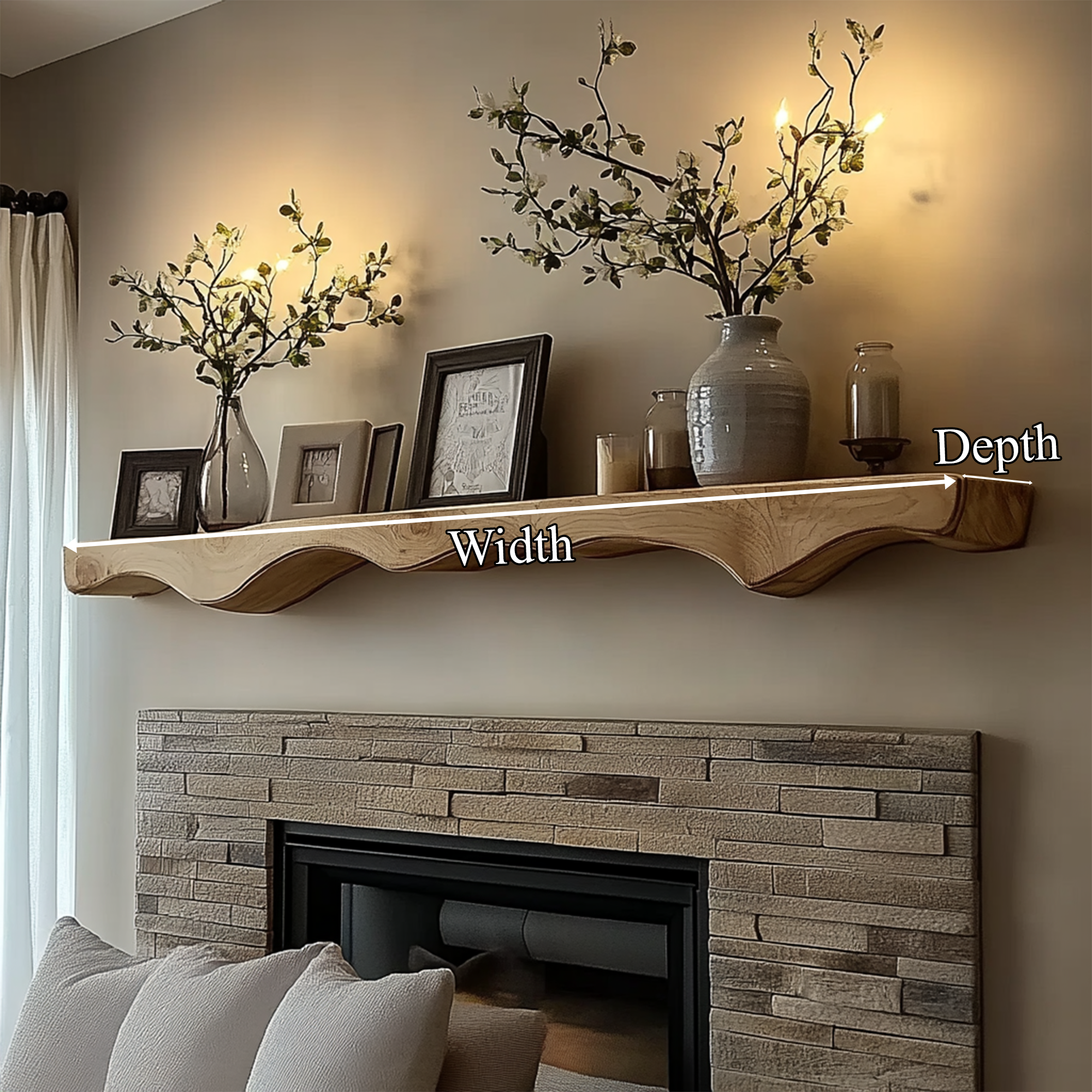 Mid Century Christmas Floating Wall Shelf Living Room Fireplace