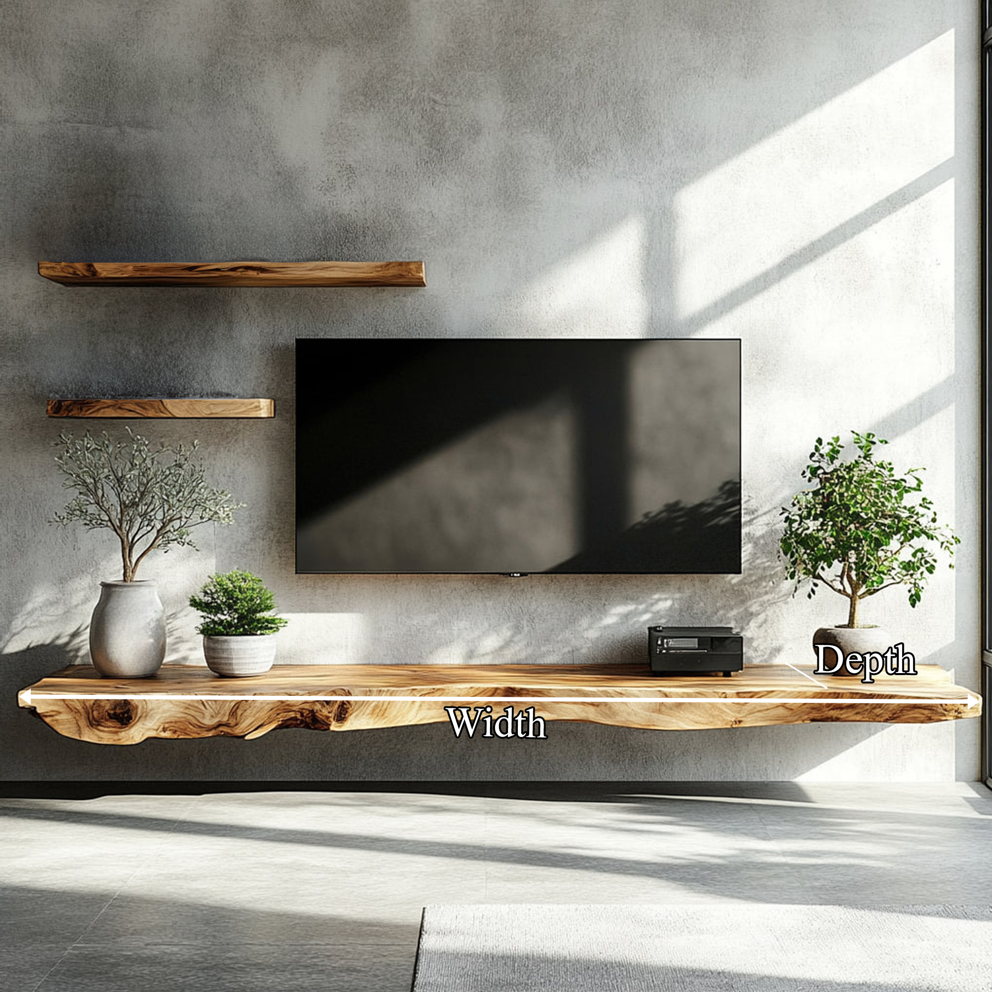 Rustic Wall Mounted TV Shelf For Living Room And Media Room