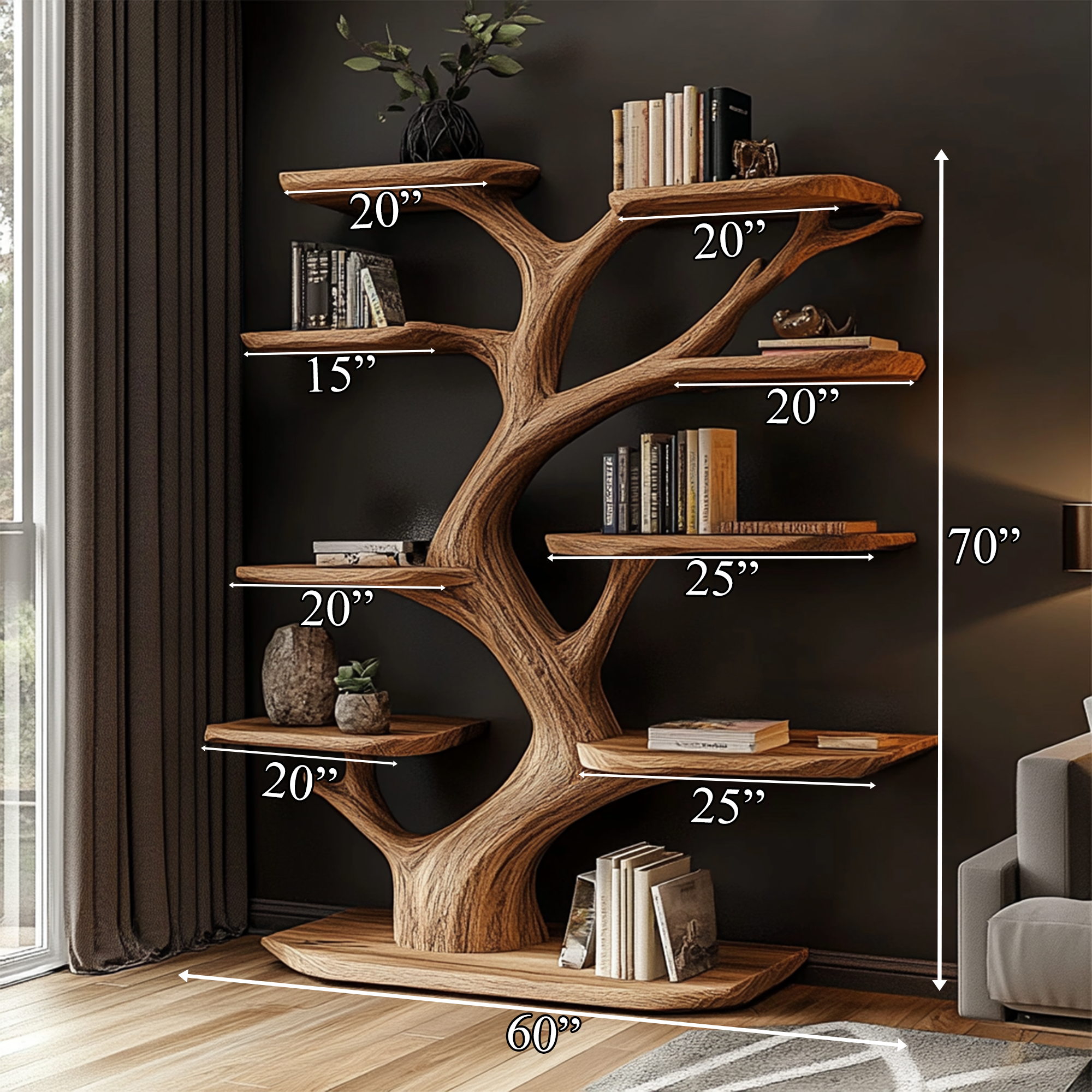 Rustic Tree Wall Shelf Holiday Decor For Bedroom