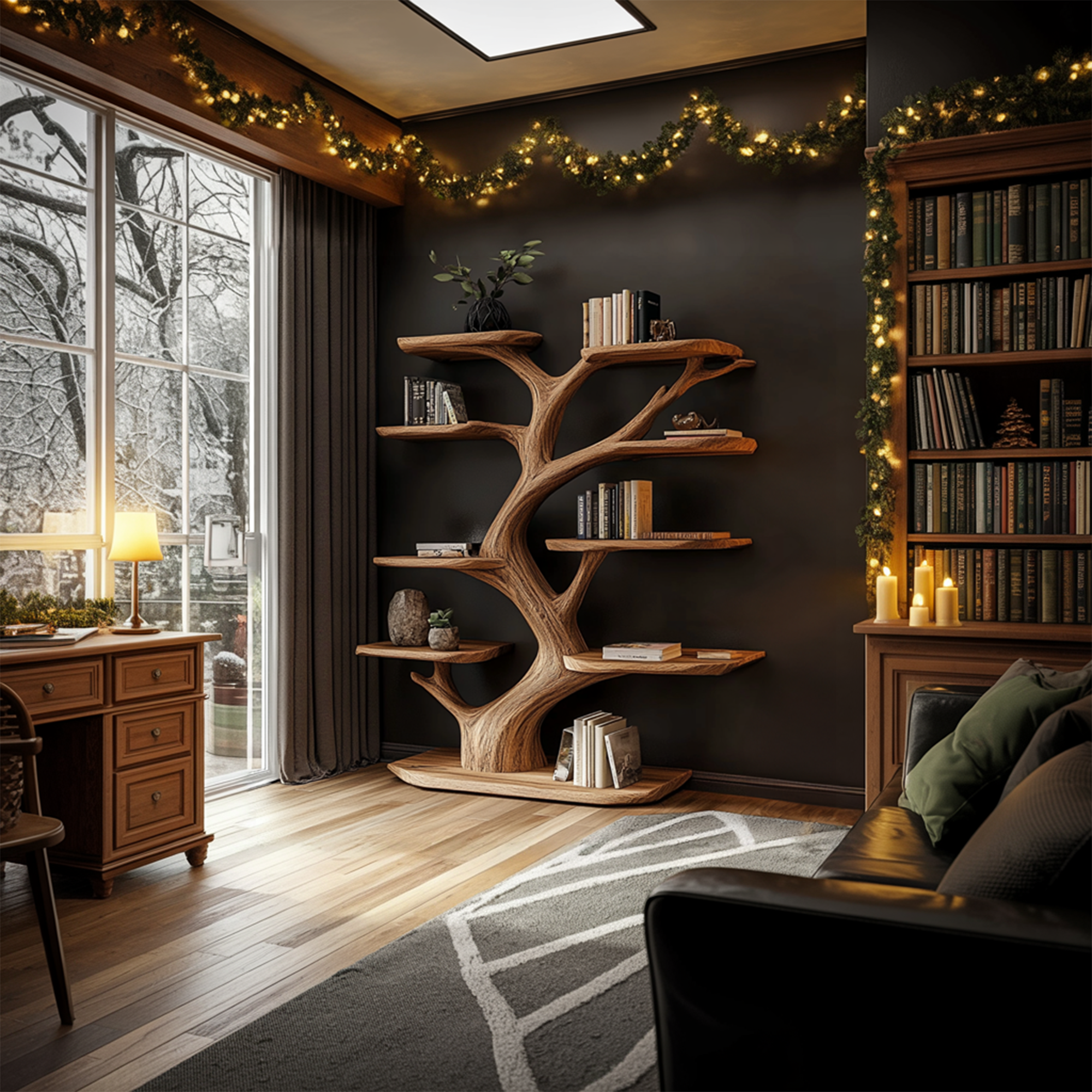 Rustic Tree Wall Shelf Holiday Decor For Bedroom