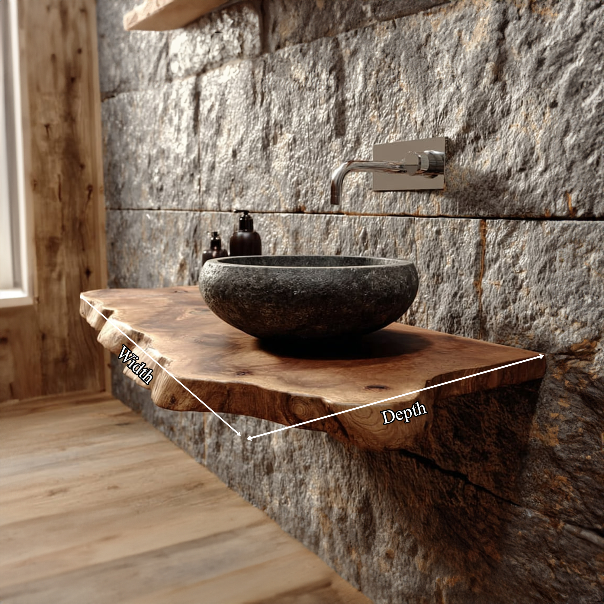 Rustic Shelf Natural Edge Vanity Washroom