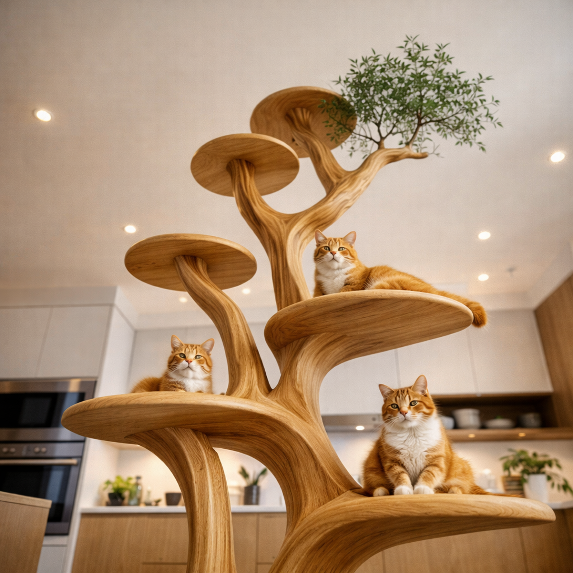 Rustic Tree Cat Play Tower Artistic Living Room