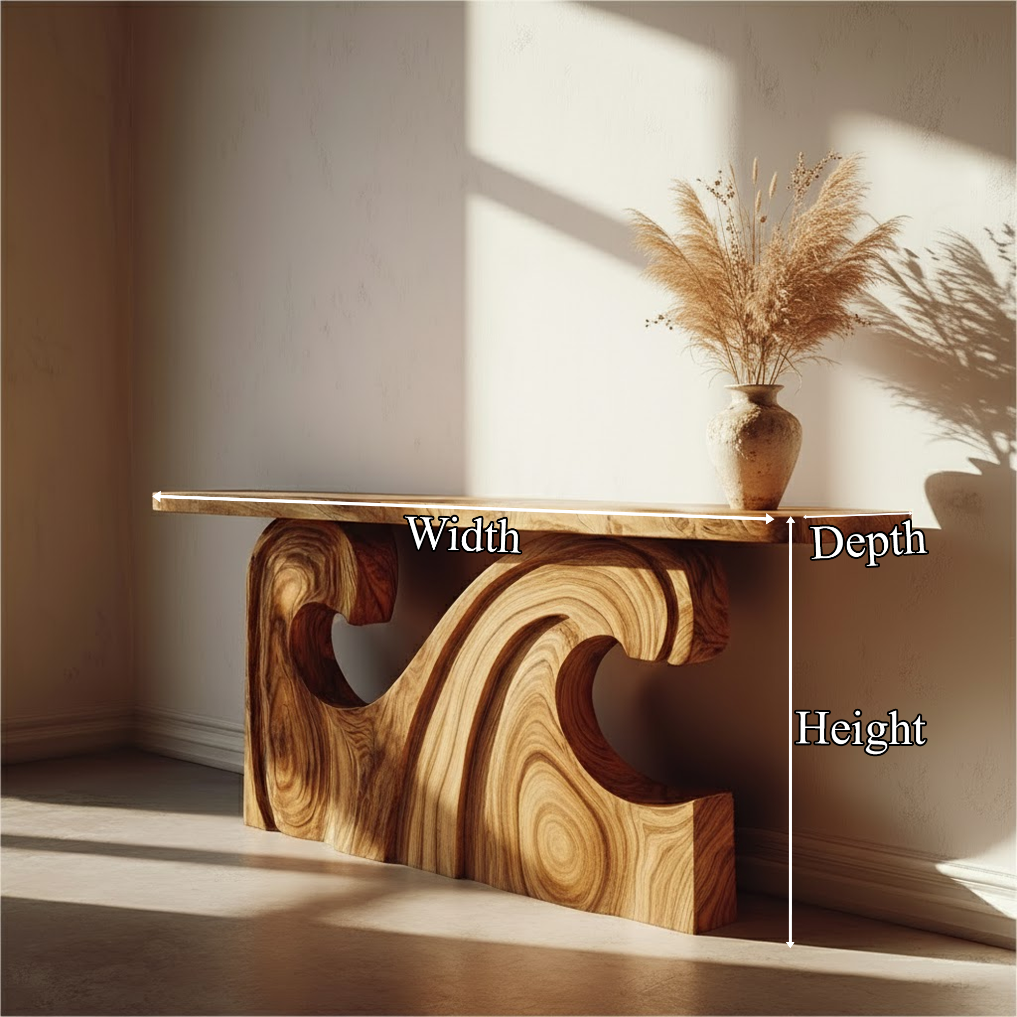 Mid Century Modern Console Table Unique Wave Design Entryway