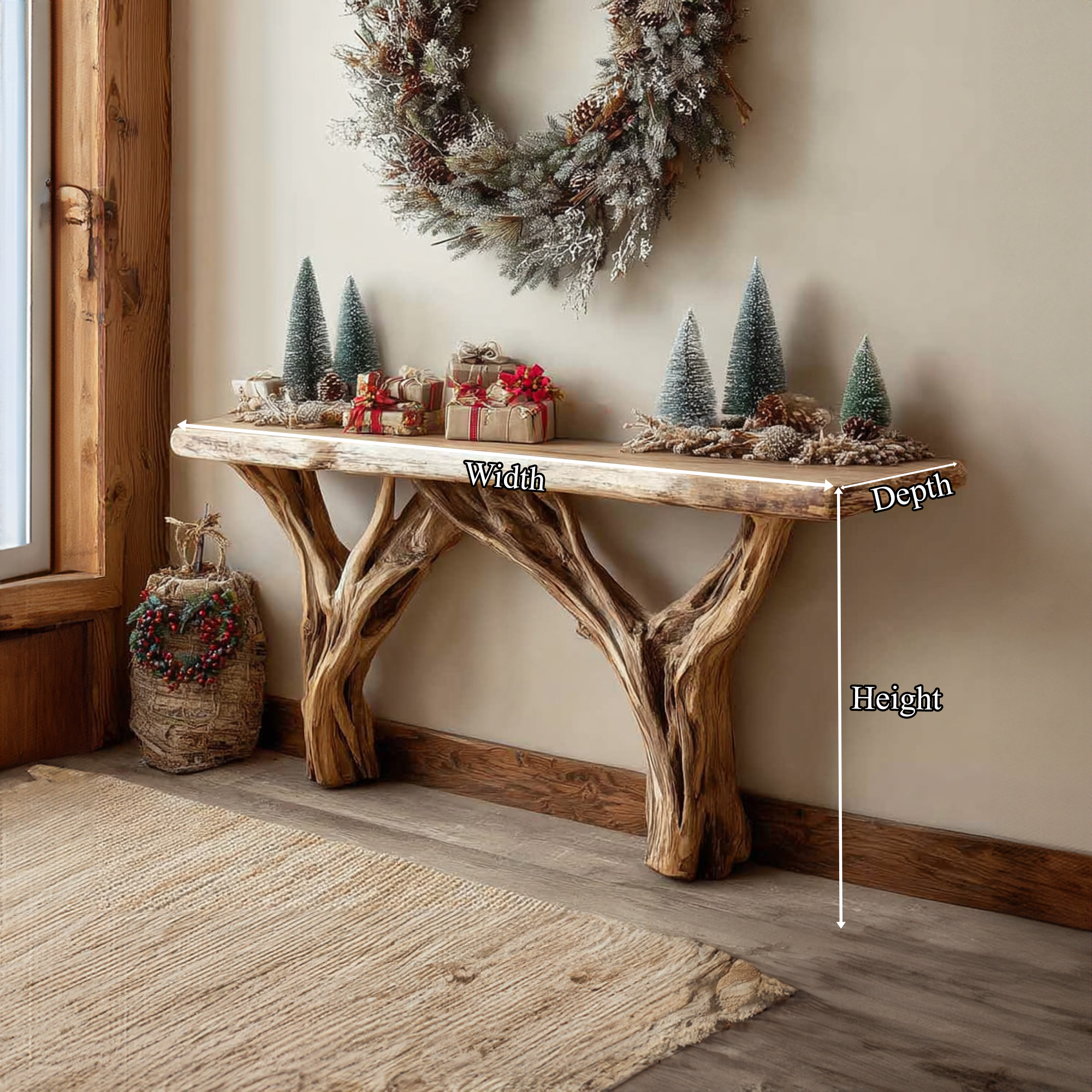 Rustic Console Table Entryway Holiday Decor