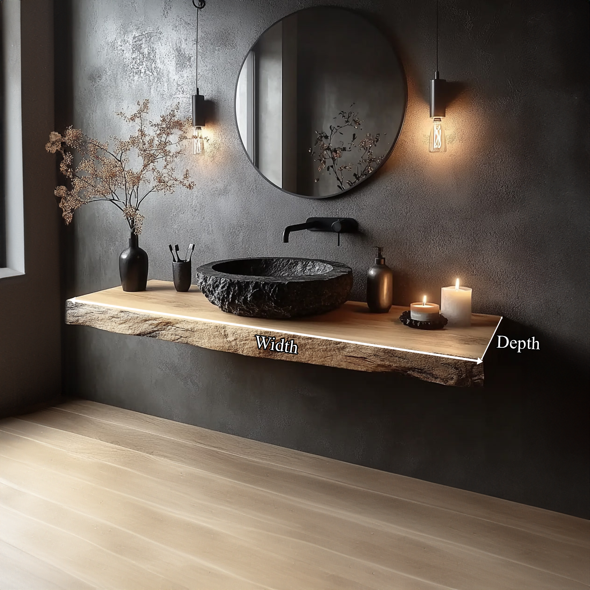 Rustic Wall Mounted Bathroom Vanity Powder Room