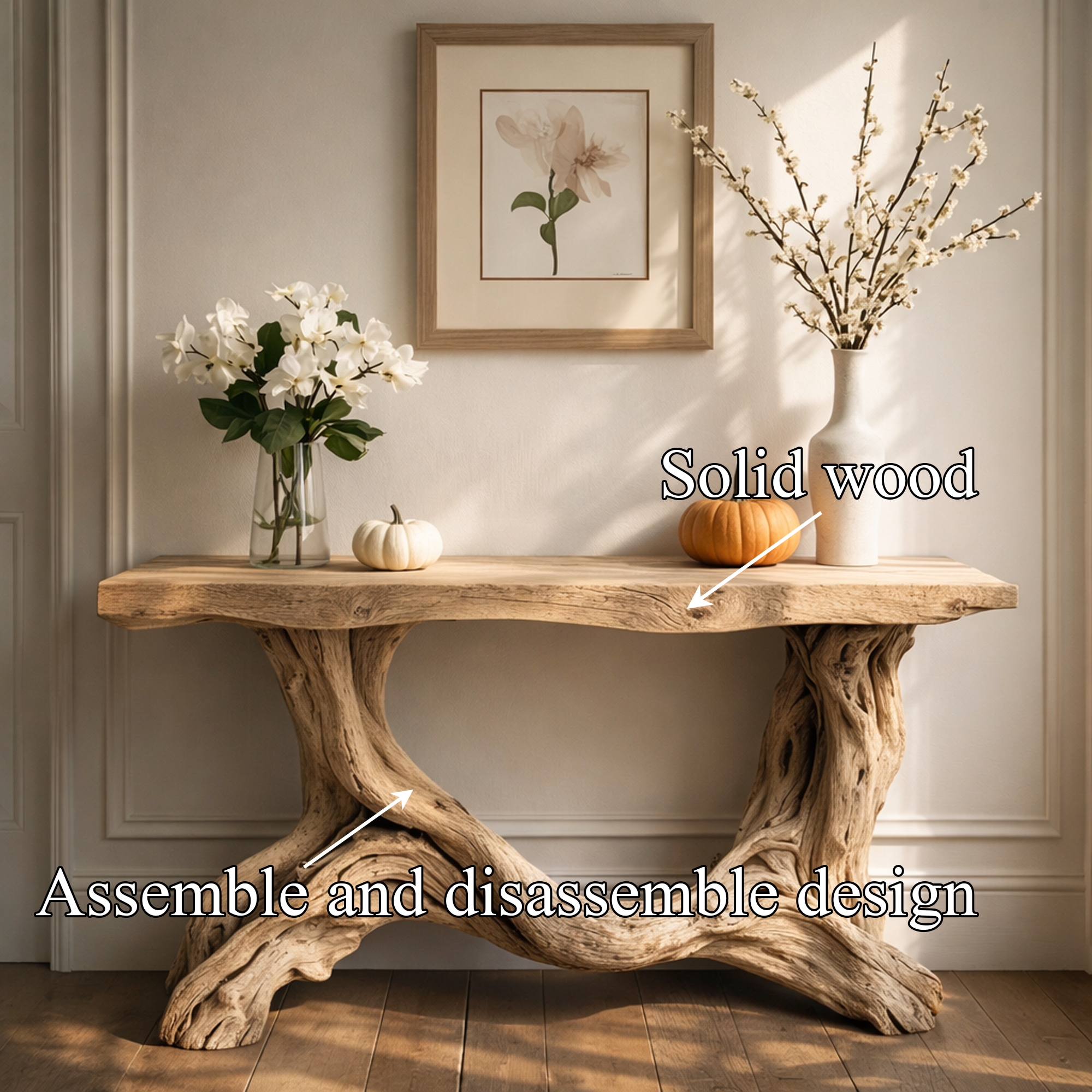 Sculptural Single Pedestal Console Table Handmade Statement Furniture For Living Room Decor