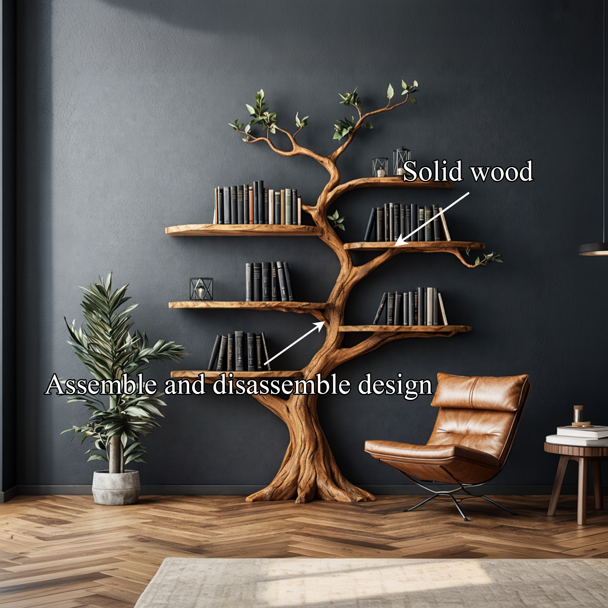 Organic Modern Artistic Tree Bookshelf For Living Room